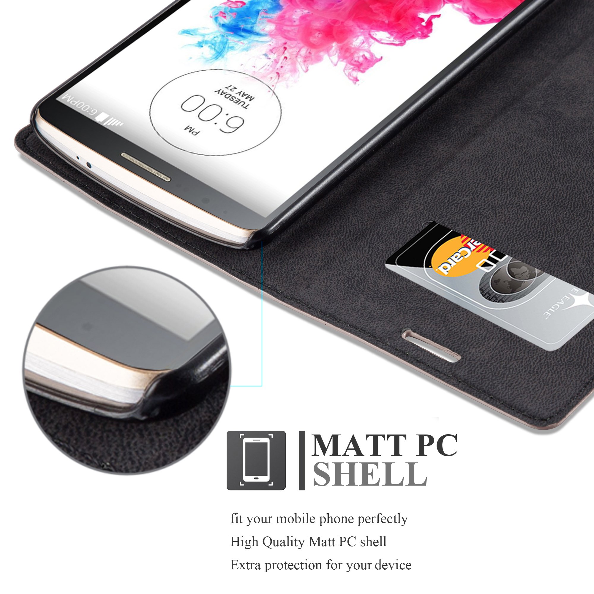 Cadorabo Custodia A Libro Per LG G4 / G4 Plus, Portafoglio In Finta Pelle Nero/Marrone, Con Slot Per Carte E Chiusura Magnetica