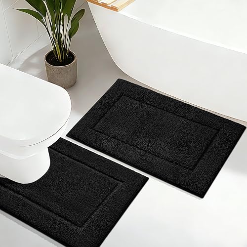 Miniatura 44 de Alfombras de baño de 32"x20", tapete de baño de microfibra absorbente ultra suave, grueso, afelpado y esponjoso, respaldo antideslizante, tapetes de