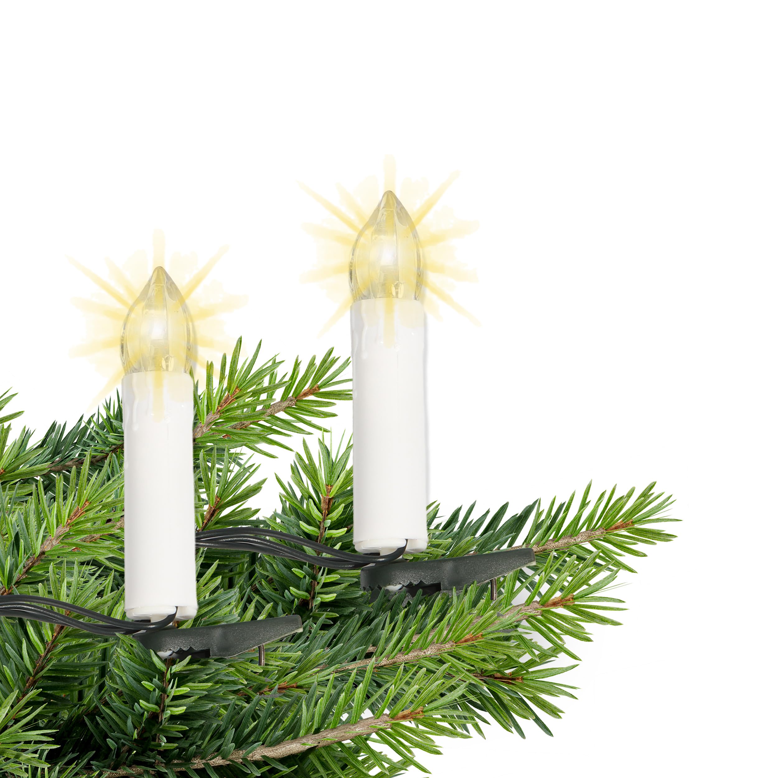 Gartenpirat Baum-Lichterkette 25 m mit 50 LED-Kerzen warmweiß Timer Weihnachtsbeleuchtung für Innen & Außen