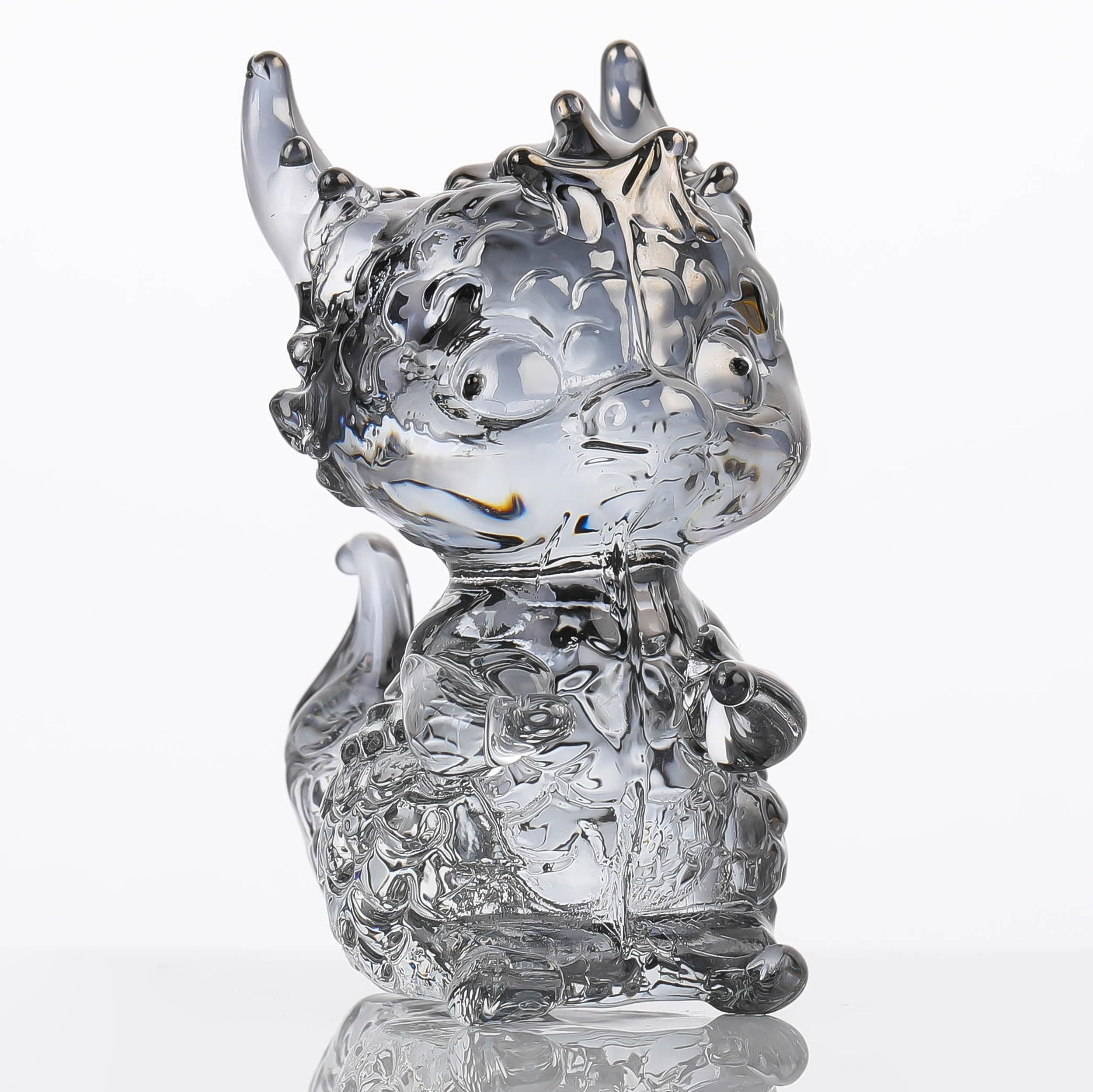 Amazon.co.jp: Qianwei グレー クリスタル ドラゴン 置物 - 吹きガラス