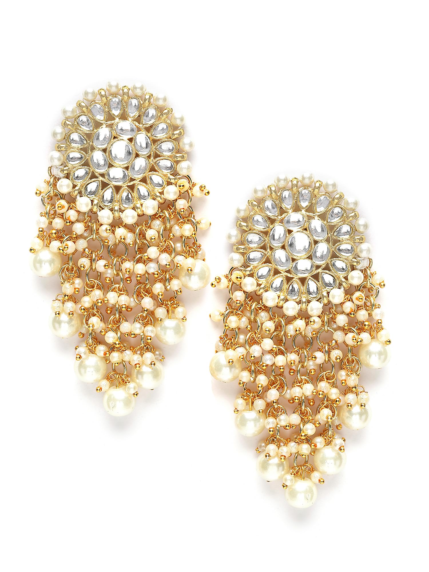 Karatcart Gold Plated Floral Design Pearl and Kundan Drop Earring for Women (B0CJVCR89C) Amazon Price History, Amazon Price Tracker