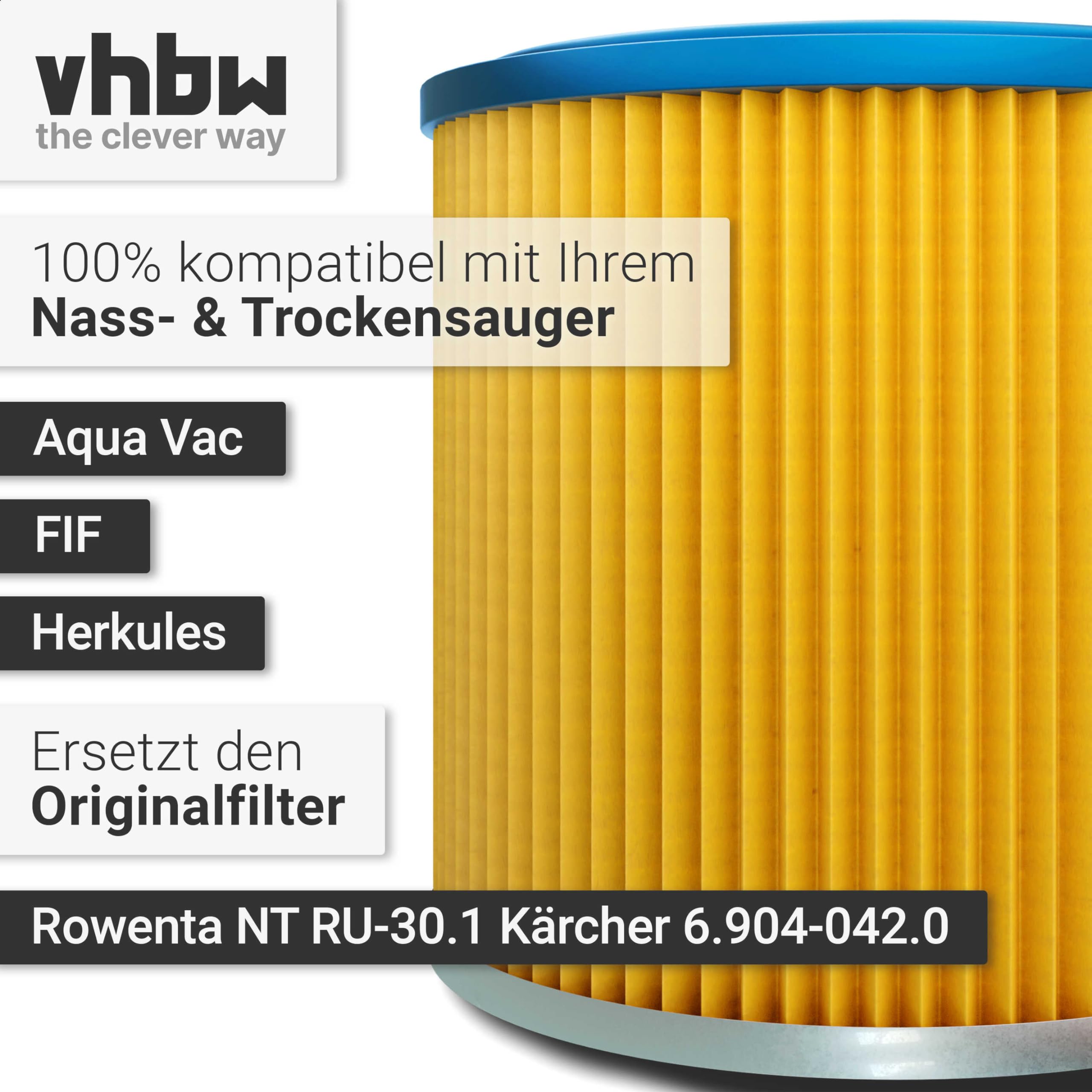 vhbw filtr okrągły / filtr lamelowy pasujący do odkurzacza Aqua Vac 7400, 7402, 7404, 7405, 7409,7000, 7002, 7413, 7423
