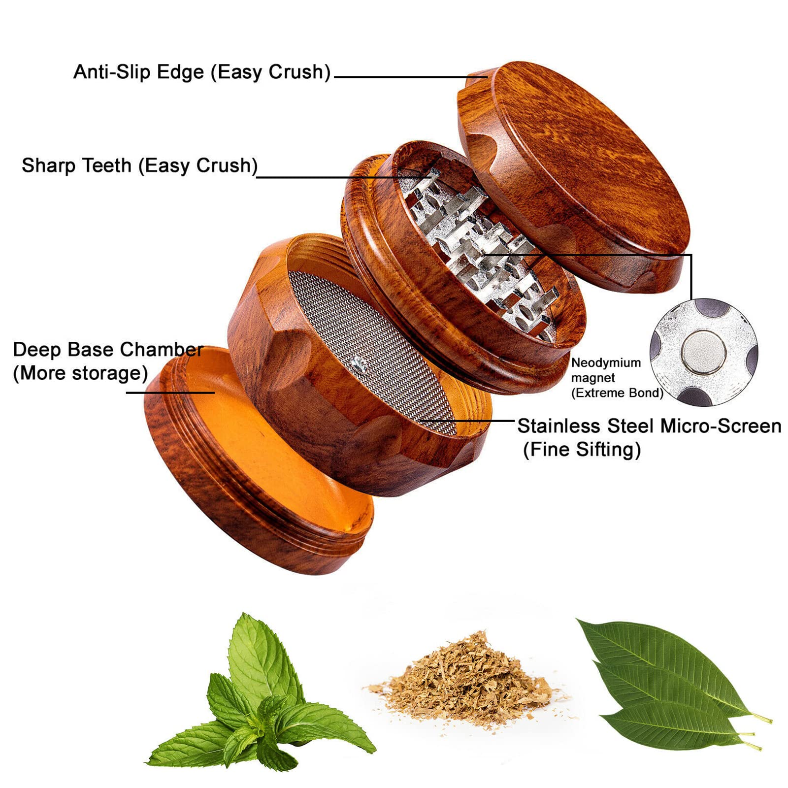 Xl Grinder 60 Mm Crusher Sieb Tabak Gewürz Kräuter Mühle