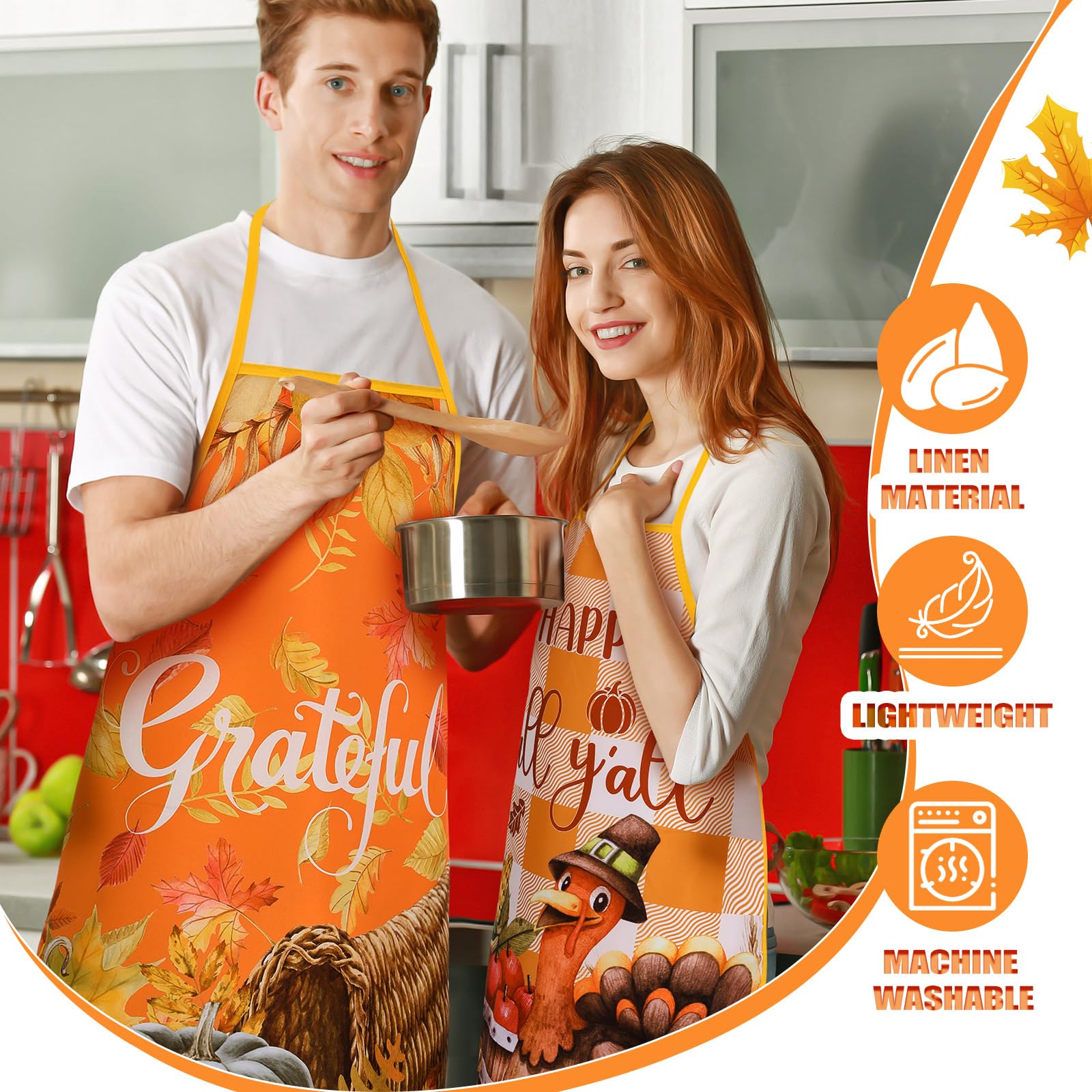 Newcotte Delantales de cocina impermeables con correa, diseño de gnomos, corazones, 10 unidades