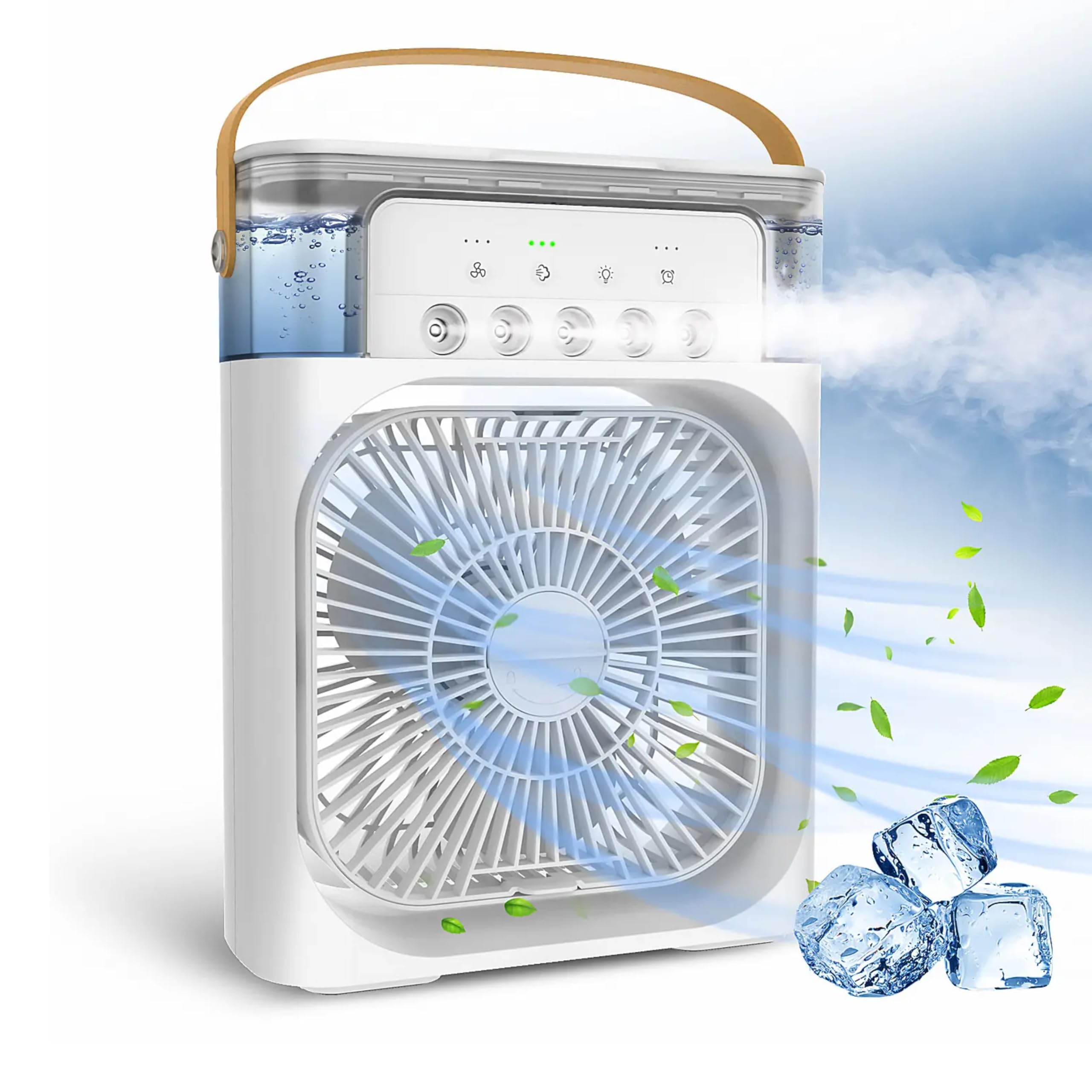 Drumstone (𝟭𝟬 𝗬𝗲𝗮𝗿𝘀 𝗪𝗮𝗿𝗿𝗮𝗻𝘁𝘆 Personal Mini Air Cooler Fan with LED Light, Timer, 3 Speed Settings & 3 Spray Modes for Table & Office Use – White Multicolor-image-10