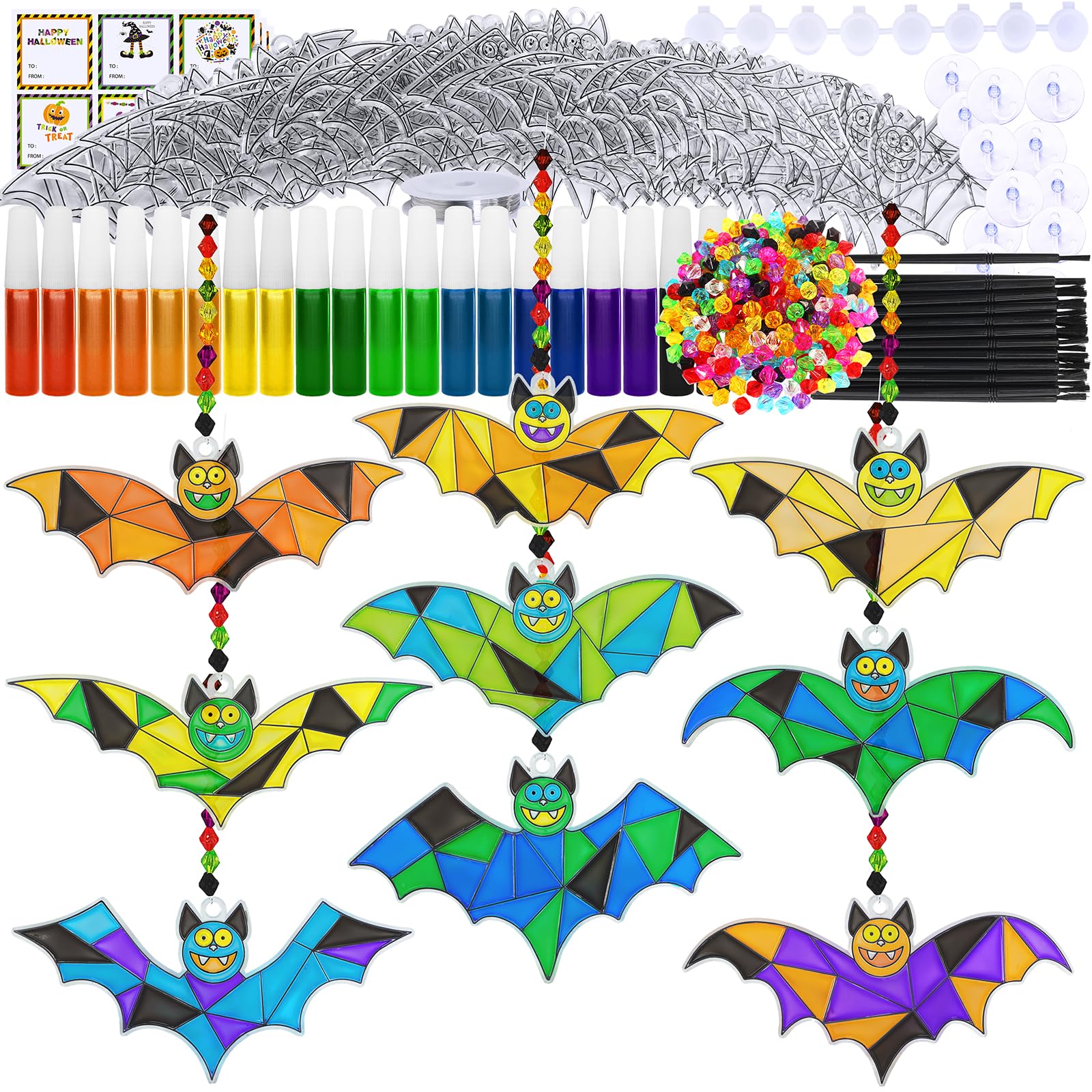 Winlyn 63 Sets Halloween Craft Kits Fall Crafts DIY Wooden Pumpkin Orn &ndash