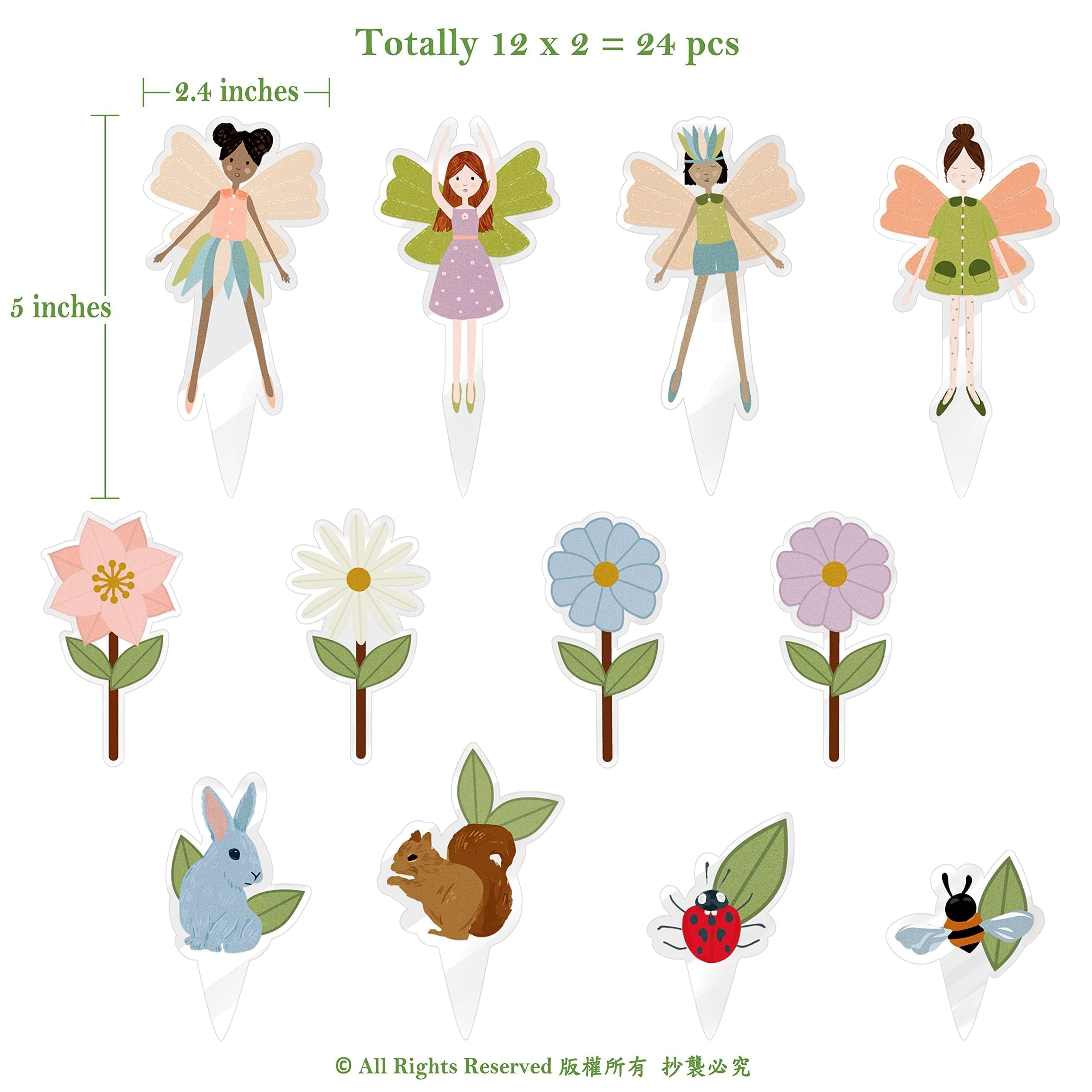 Cheerland Fairy Cupcake Toppers Birthday Party Cupcake Toppers Fairy Cake Decoration Woodland Baby Shower Dessert Picks Spring Decorations for Girls Enchanted Forest Party Supplies