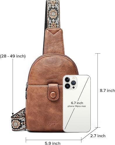 Miniatura 3 de OPAGE Small Sling Bag for Women, Leather Fanny Pack Crossbody Bag for Women Trendy Chest Bag with Adjustable Strap for Travel