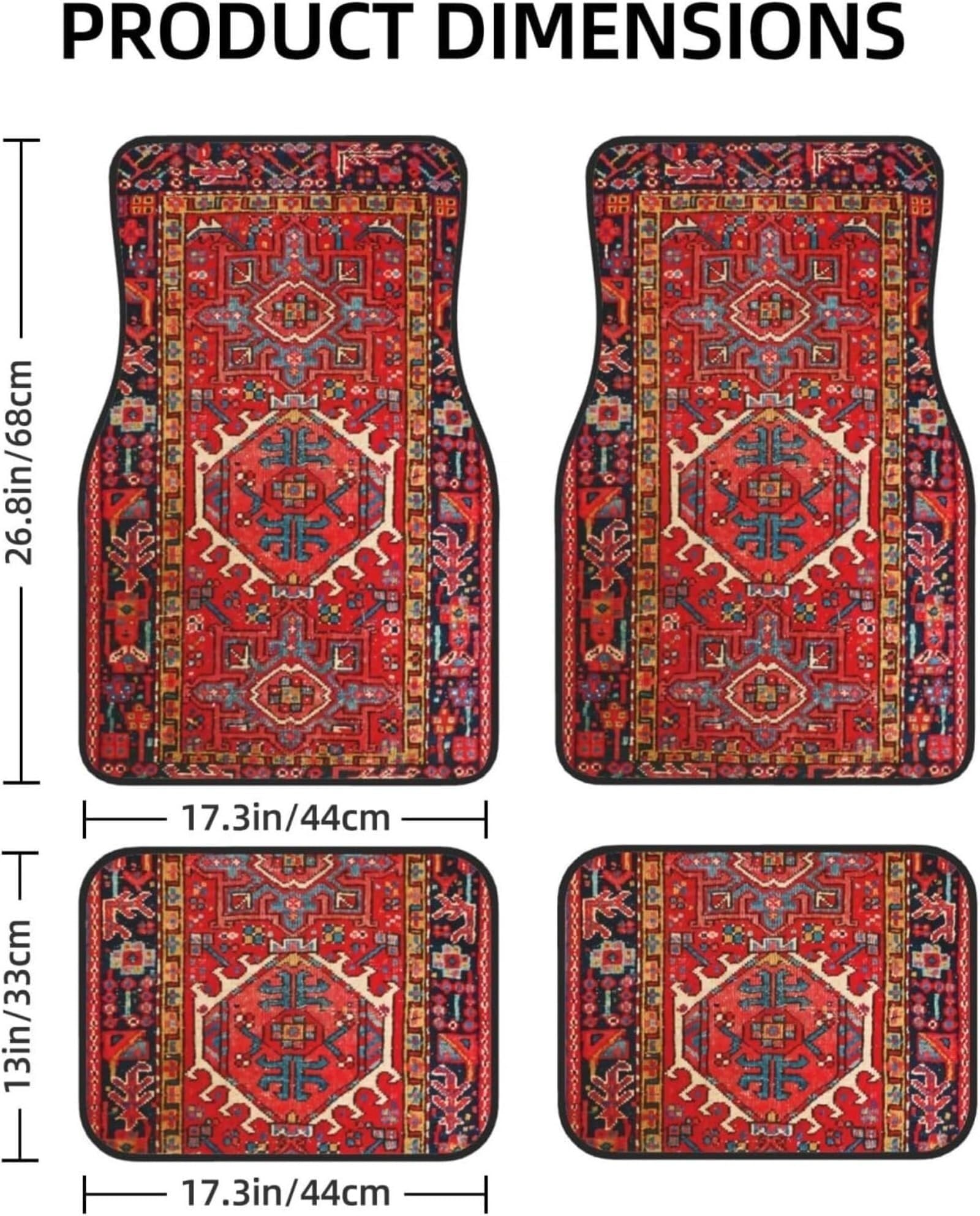 Bohemian Car Floor Mat Set of 4 - Non Slip All Weather Universal Fit for Cars SUVs Trucks — view 5