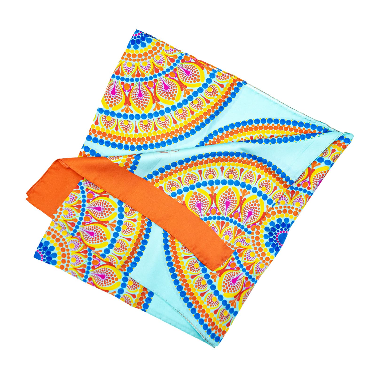 Sciarpa in 100% Seta Made in Italy 45x160 cm - Mandala Disegnato a Mano - Stola Lunga Elegante Donna, Accessorio Moda Artigianale Lago di Como