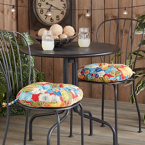 Miniatura 2 de Greendale Home Fashions Cojín para asiento de silla de bistró al aire libre Aloha Crimson de 15 pulgadas, juego de 2