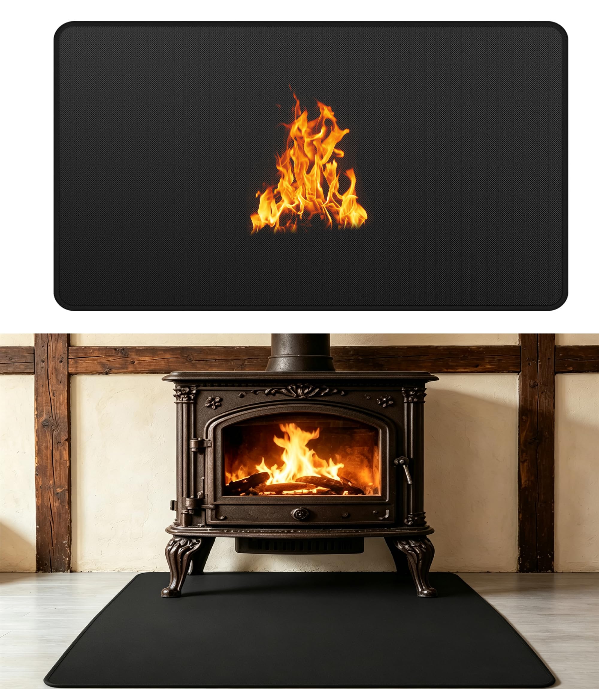 Hearth Rugs for Fireplaces,80x60x0.1cm Fireproof Mat,Fiberglass Fire Resistant Mat Protects Floors Carpets from Sparks Embers,Hearth Pads for Wood Stove Fireplace Indoor Outdoor