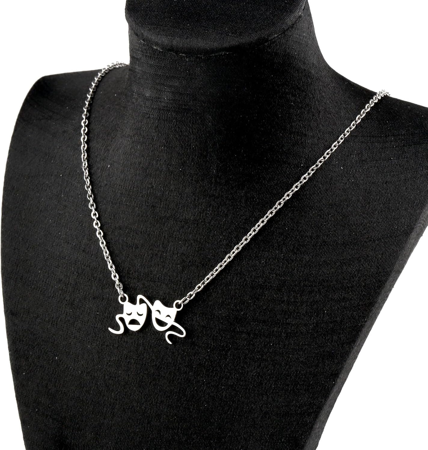 ENSIANTH Comedy Tragedy Mask Necklace Theater Mask Pendant Artist Actress Mask Gift Happy Sad Face Necklace Drama Mask Jewelry - Image 2