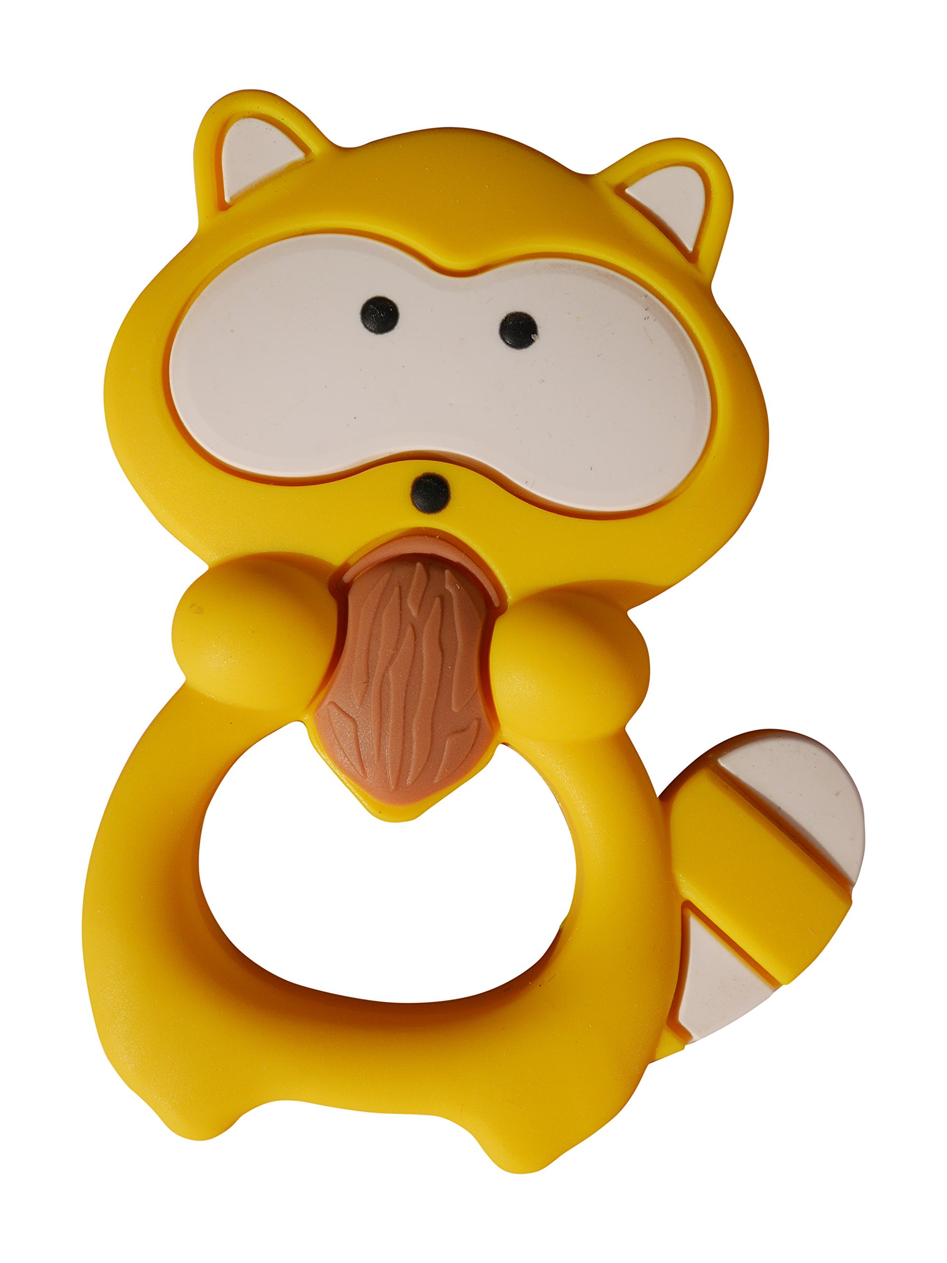 MilkMama Raccoon Silicone Teether Bitter Teething Massager BPA Free 7 Colours (Yellow)