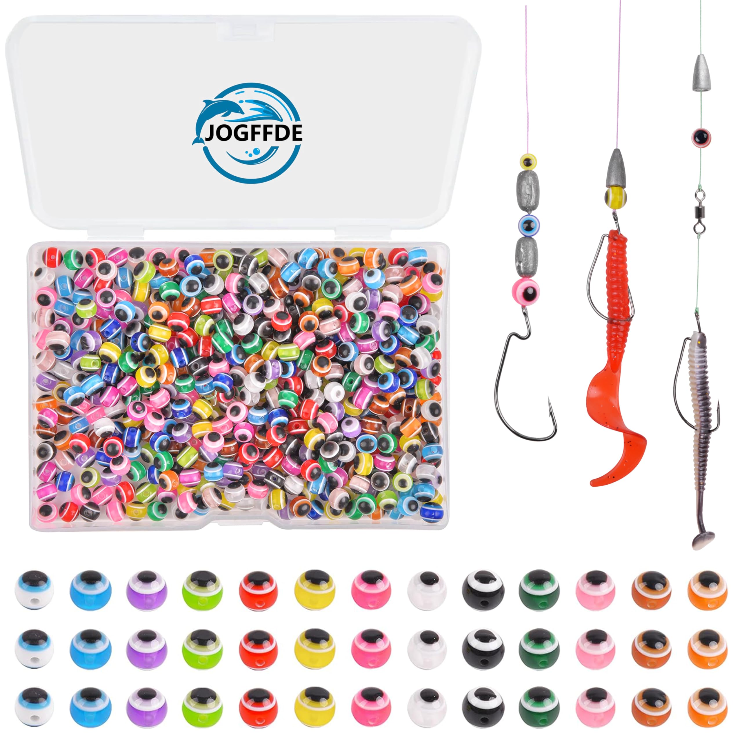 JOGFFDE Fishing Beads Assorted Mixed Color Fishing Line Beads Hard Floating Rig Bead Round Plastic Fishing Bait Eggs for Texas Carolina Rigs 5mm 6mm 8mm 10mm