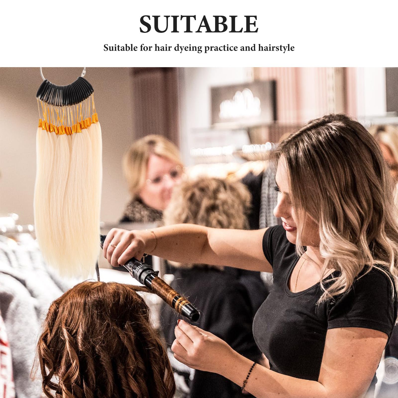 HOMSFOU Échantillons de Coloration de Cheveux Humains Naturels, 30 Mèches en Lot, Nuances Variées pour Test et Formation Coiffure, Outil Professionnel Salon, Nuancier Mèches Pratiques