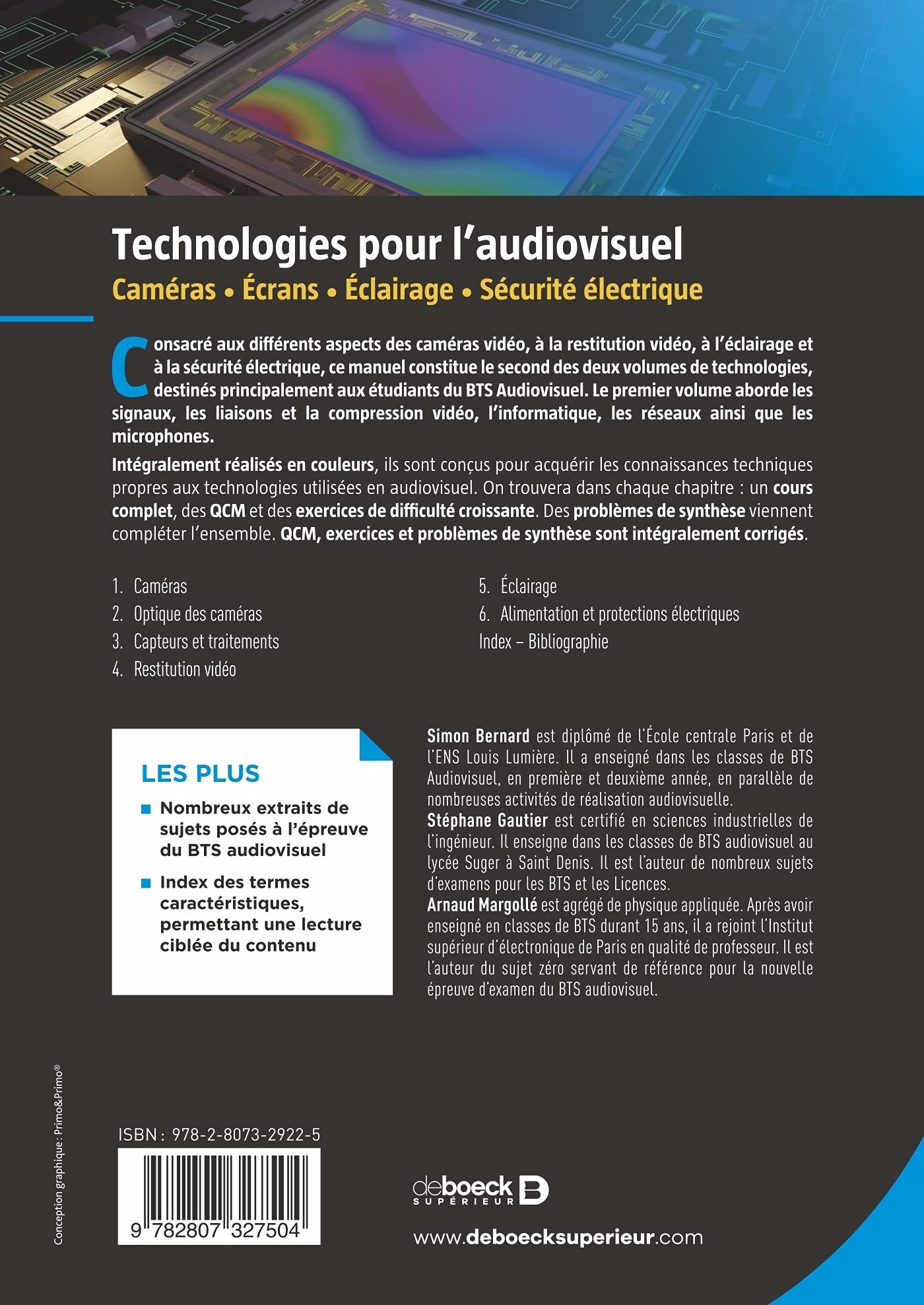 Technologies pour l'audiovisuel: Caméras – Écrans – Éclairage – Sécurité électrique