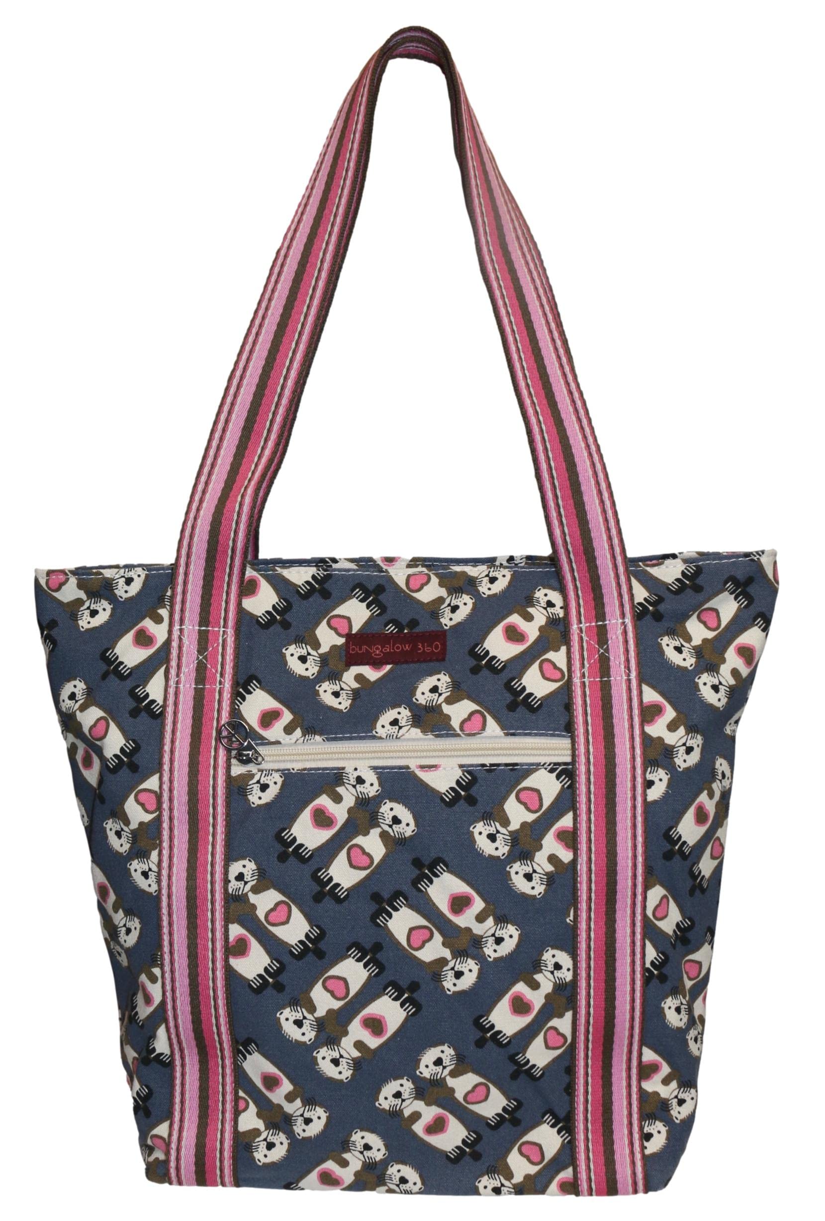 bungalow 360 Vegan Striped Tote Bag (Sea Otter)