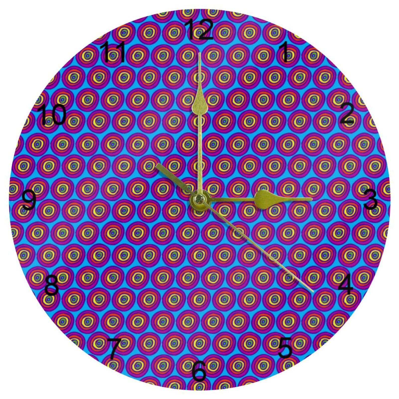Horloge murale silencieuse 25 cm à pois violets et chiffres arabes