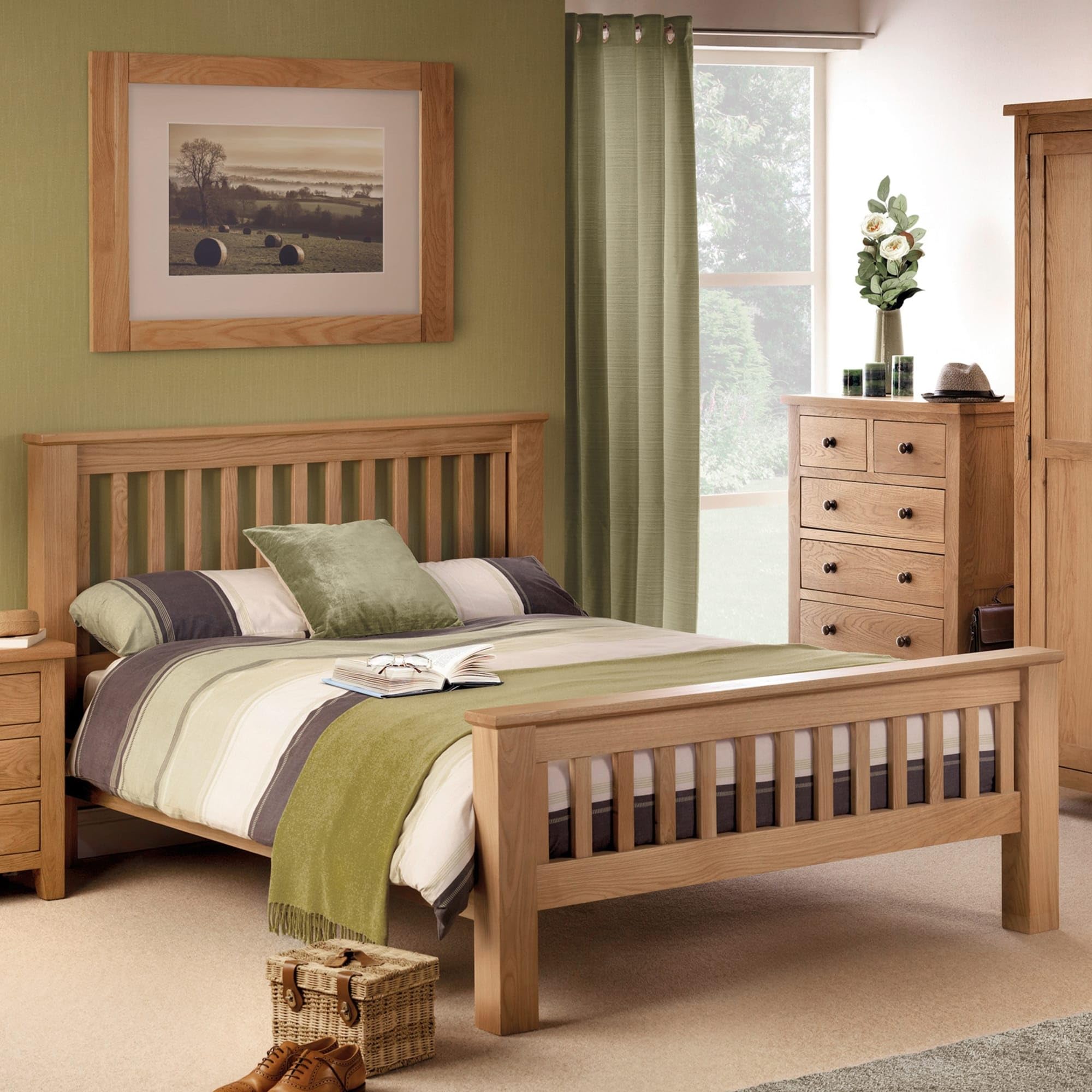 Julian Bowen Amsterdam Oak Bed Frame - Oak / Double