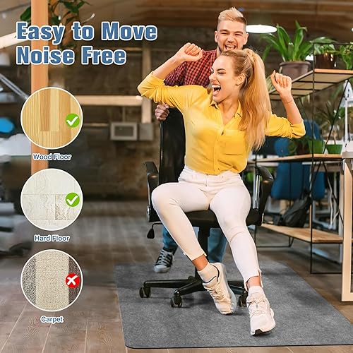 Miniatura 63 de Placoot Tapete para silla de oficina para suelos de madera, superficie de pana de 55 x 35 pulgadas, tapete para silla de computadora, tapete