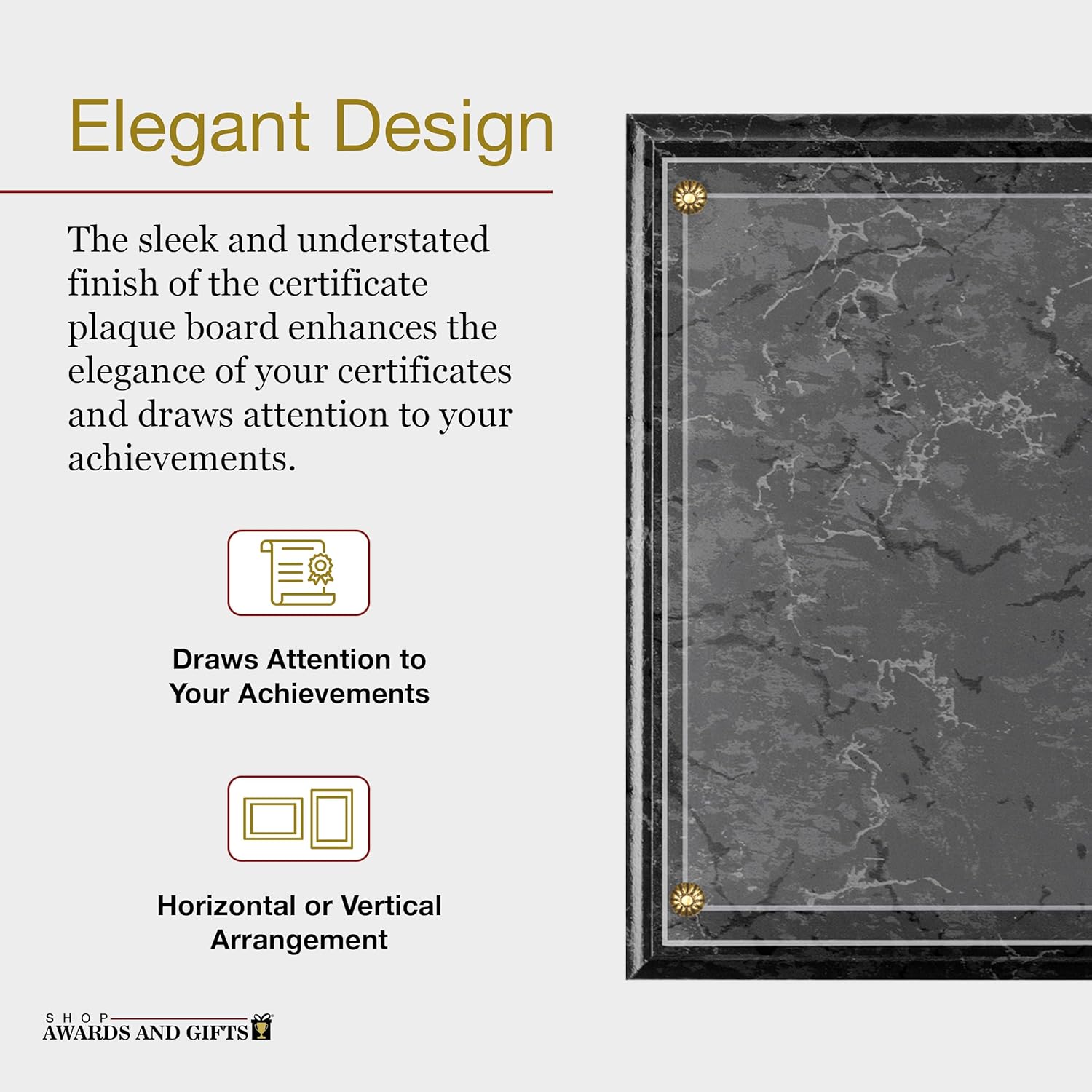 SHOP AWARDS AND GIFTS 8.5 x 11 Certificate Frame Holder, Slide in Wall Plaque Display, 10.5 x 13 Inch Board, Black