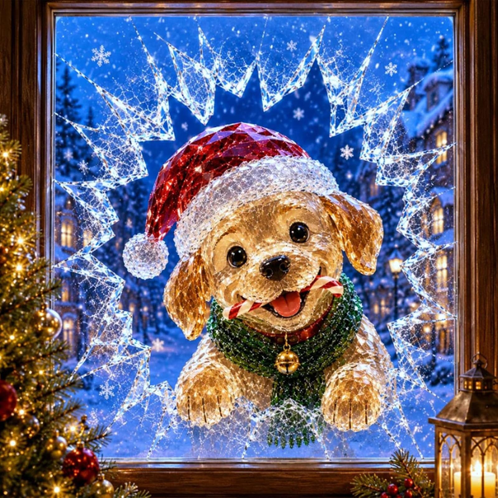 Kristallene Weihnachtsmann-Fensterdekoration, 3D-Weihnachtsaufkleber (Mix)