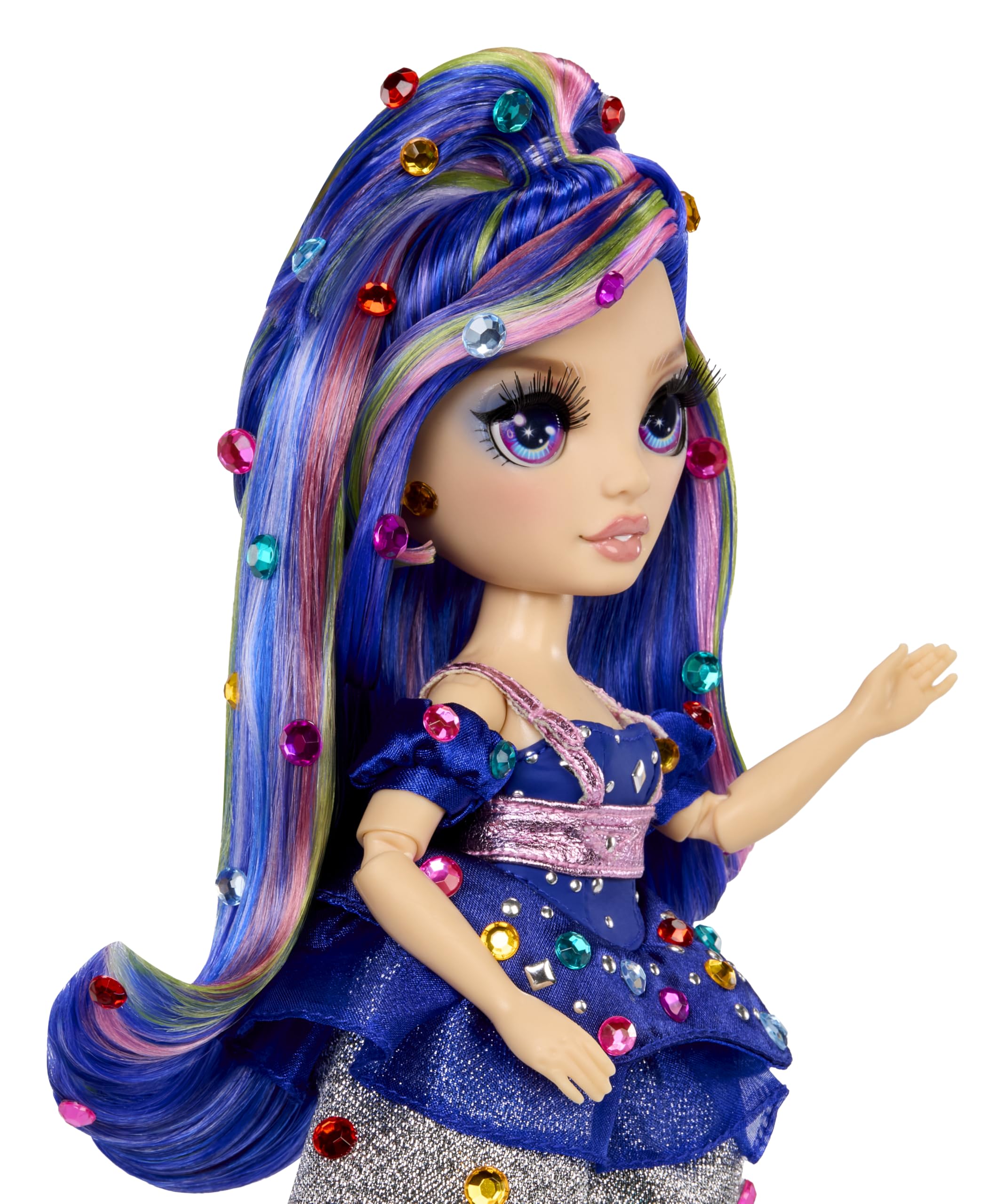 RAINBOW HIGH Be Dazzling - Genevieve Bleue - Poupée Mannequin Bleue de 28 cm avec Outil d'Éblouissement, Pierres Précieuses Scintillantes et Accessoires de Stylisme - 4