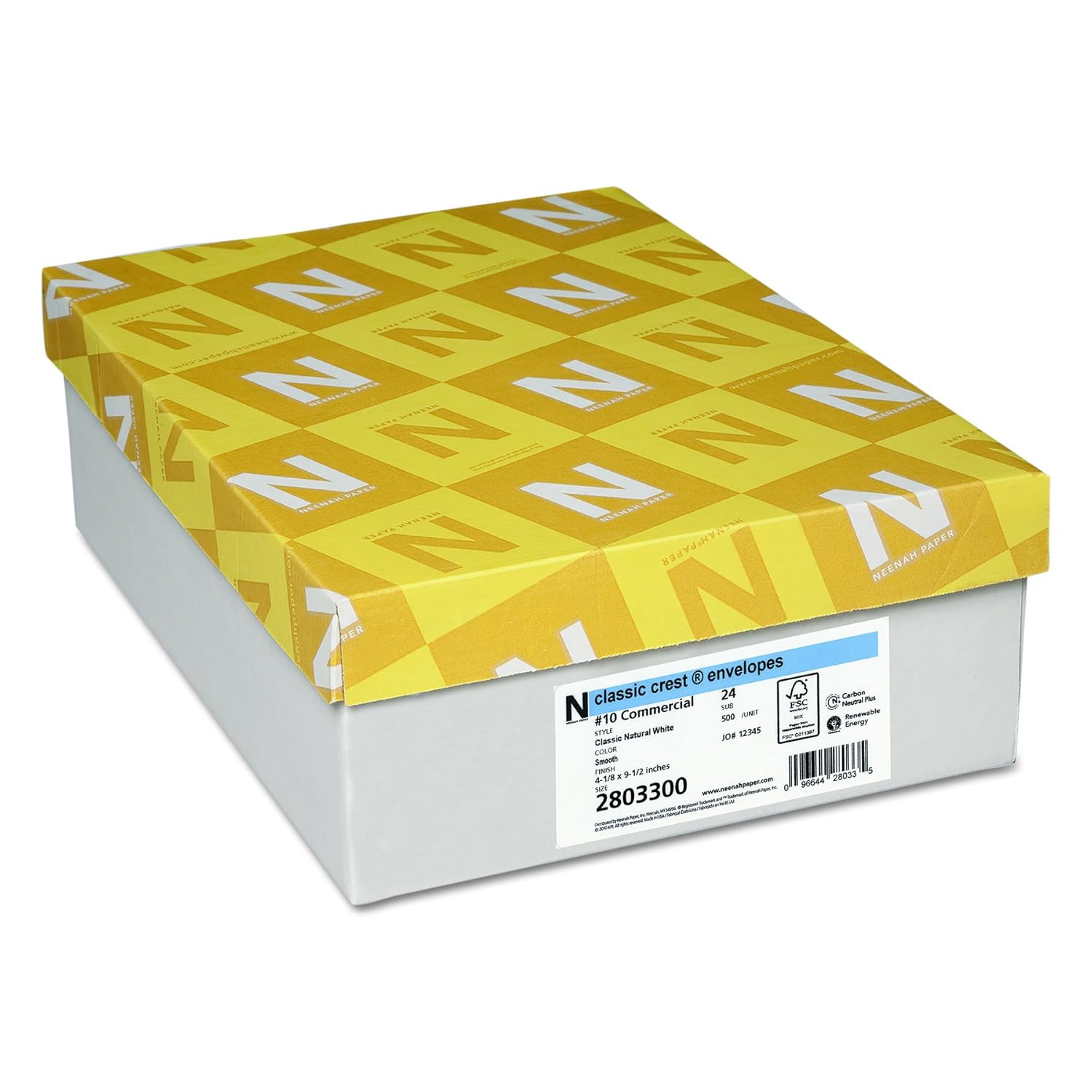 Neenah Paper 2803300 Classic Crest #10 Envelope, 4 1/8 x 9 1/2, Natural White, 500/Box