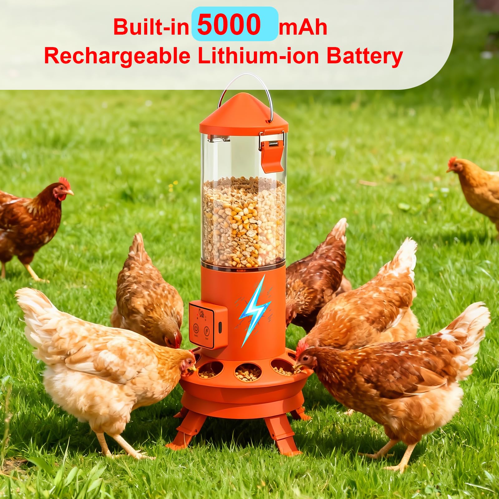 Alimentador automático de pollo, accesorios inteligentes para gallineros, alimentación inteligente de pollos con control remoto sin residuos, horario de alimentación preestablecido, 9 puertos de