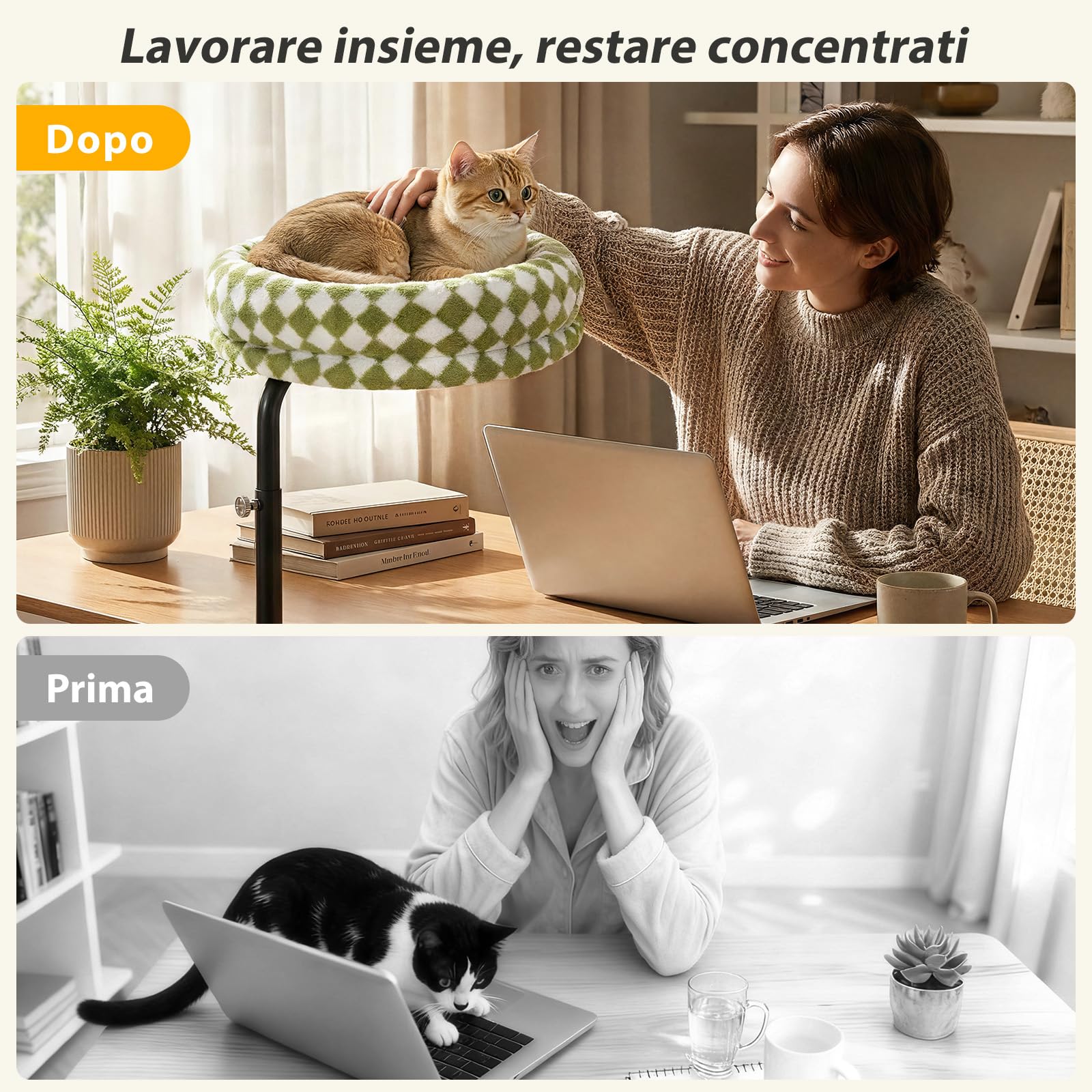 GUUSII HOME Letto per Gatti da Scrivania Girevole a 360° Rialzato Amaca Cuccia Gatti da Interno Fino a 18kg Lettino Trespolo per Gatto Facile da Montare Lavabile in Lavatrice Cat Desk Bed (Verde)