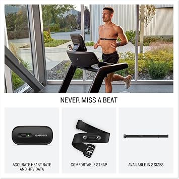 Garmin HRM 200 Pulse Monitor, Accurate Pulse and HRV Data, Comfortable Machine Washable Belt, M-XL
