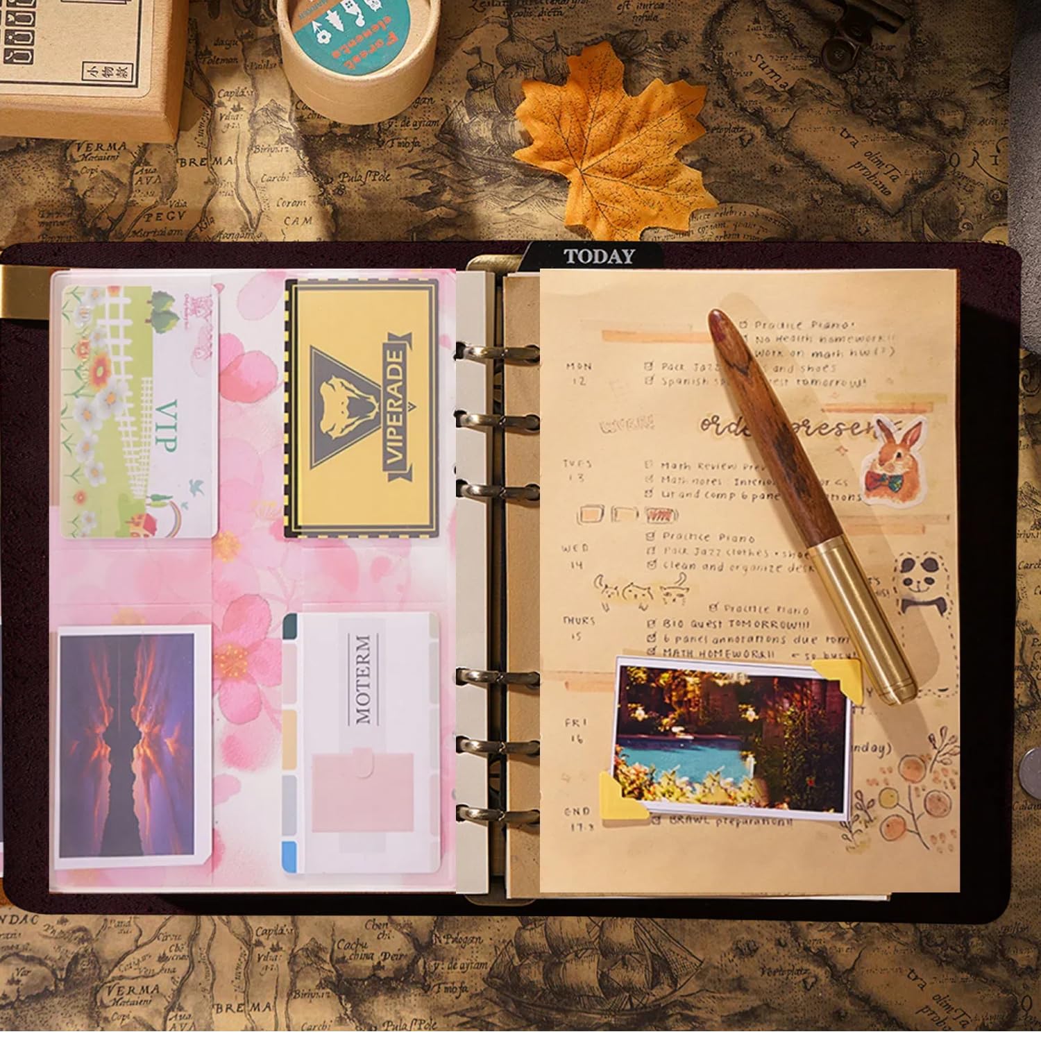 Cuaderno de cuero A5 para hombre, cubierta de diario de 6 anillos con correa, organizador recargable, papel de inserción, cuaderno de viaje, regalo, marrón oscuro