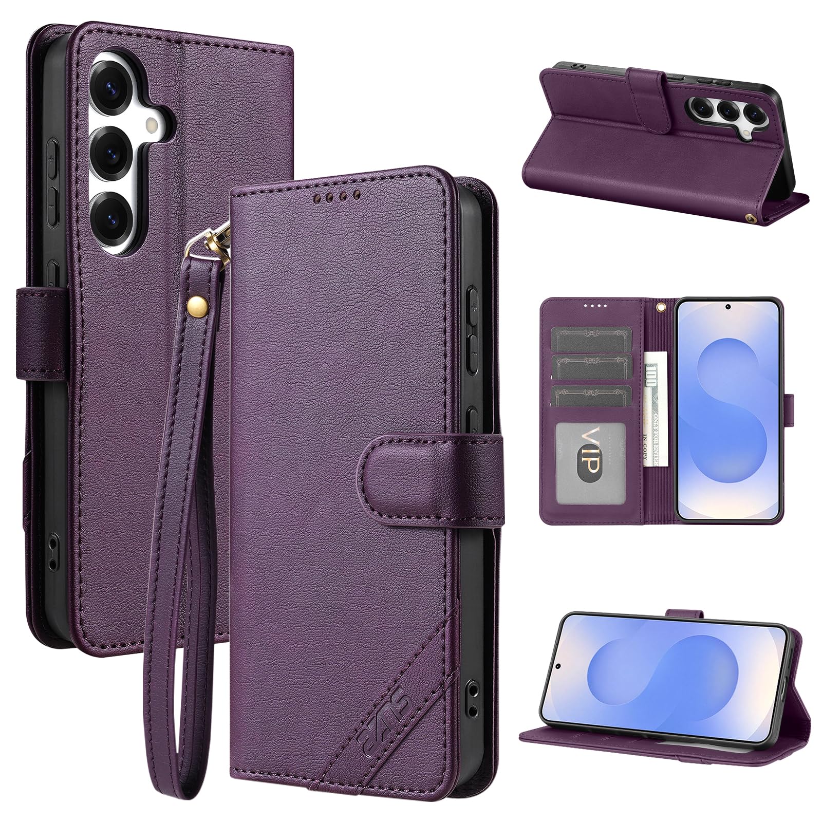 Vanki Handyhülle für Samsung Galaxy S25 Hochwertige Klapphülle für Galaxy S25 Hülle Premium Lederhülle Flip Case PU Leder Wallet schutzhülle mit Kartenhalter und Kickstand für s25 (Lila)