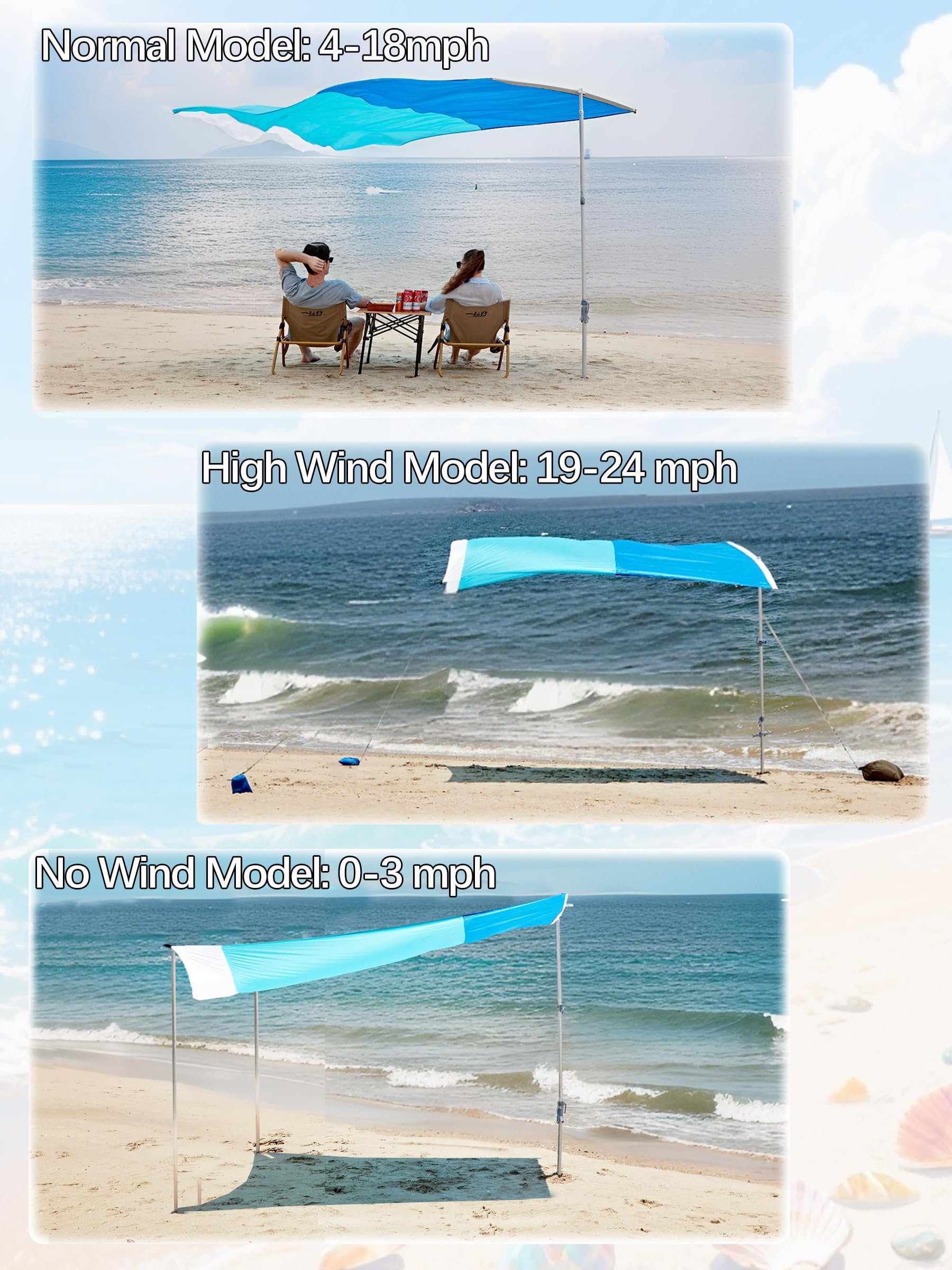 Strand-Sonnendach 3–6 Pers. tragbar, selbstausrichtend, 3 Min. Aufbau. (Normal)