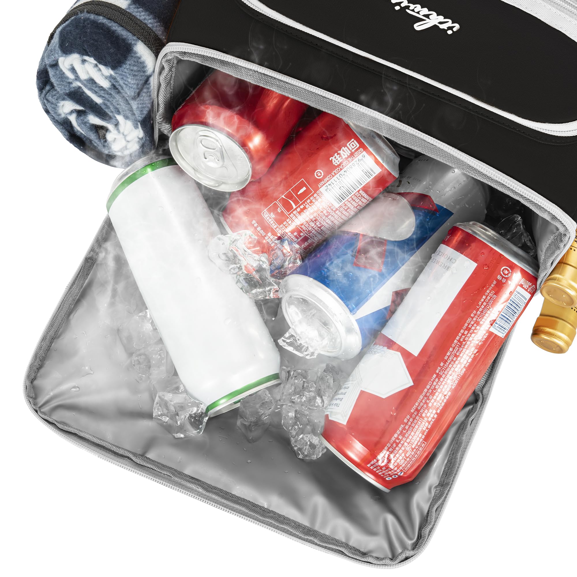 Sac à Dos Isotherme à Double Compartiment – Grande Capacité 28L pour Glacière Souple(Principal 22L + Secondaire 6L), Sac de Pique-Nique à Glacière Portable, pour Les Pique-Niques et Le Camping