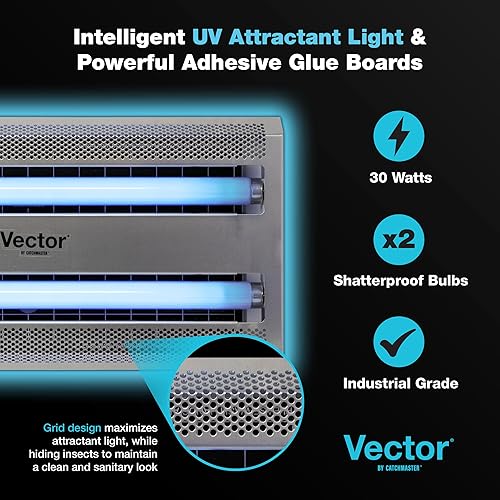 Miniatura 5 de Catchmaster Vector 30, trampas para moscas de luz UV para interiores para el hogar, trampas eléctricas para mosquitos para casa interior, bombillas