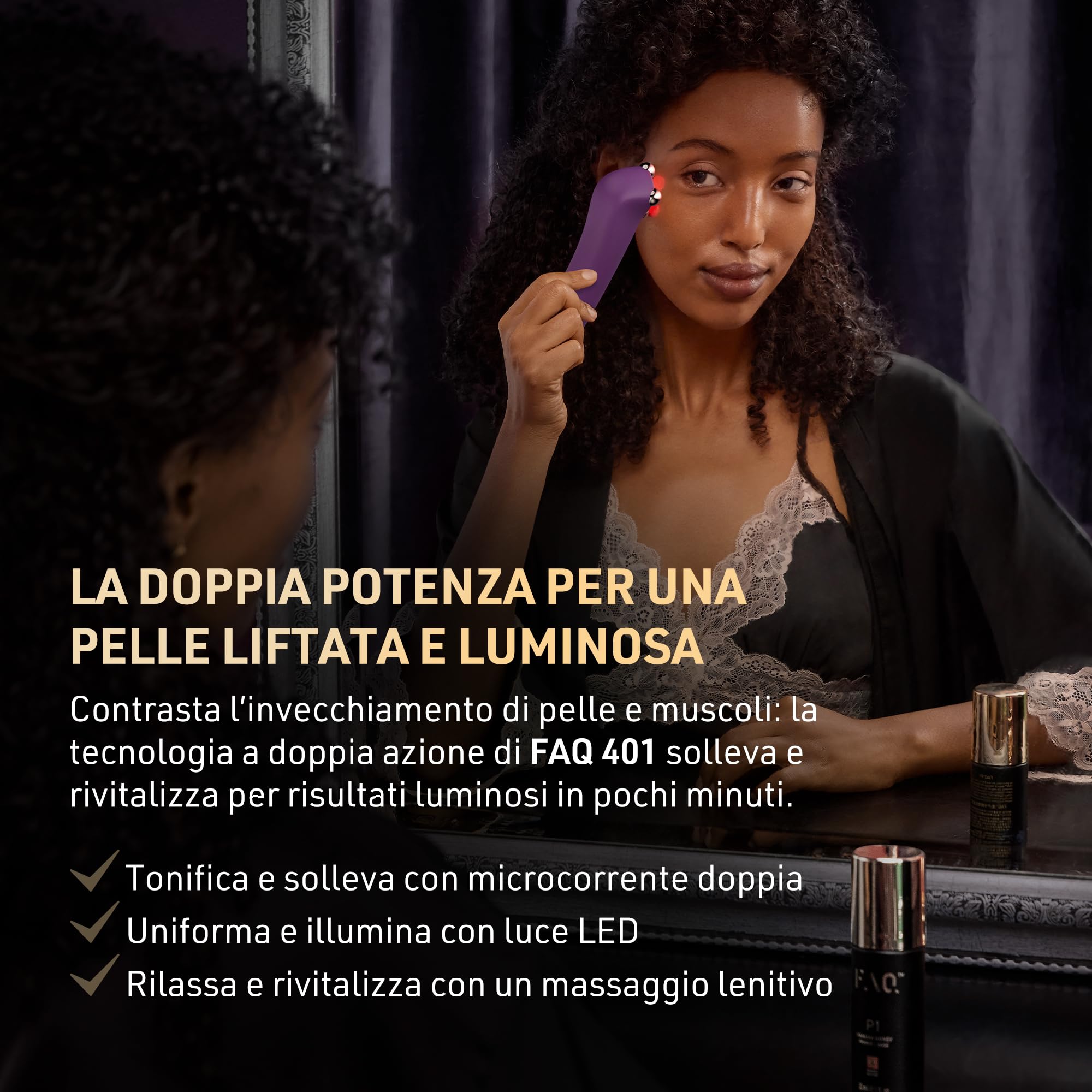 FAQ 401 Dispositivo Lifting Viso A Microcorrente - LED Blu E Rosso | Dispositivo A Microcorrente, Massaggiatore Viso, Lifting, LED Rosso E Blu, Drenaggio Linfatico, Tonificazione, Con IA