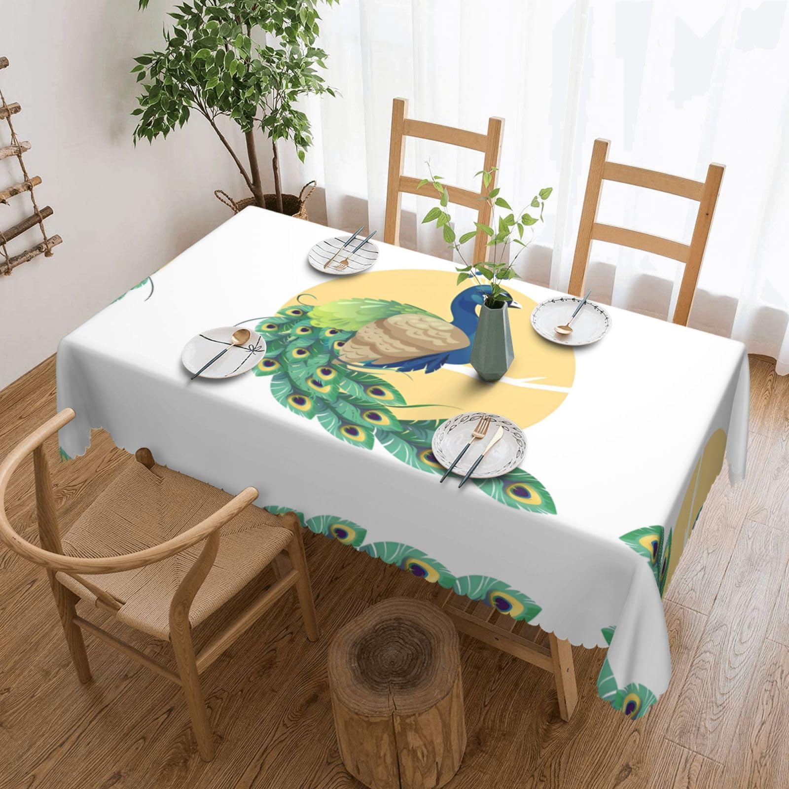 MROWYC Beautiful peacock Printed tablecloths are suitable for hotels, picnics, and parties, and can effectively protect the tabletop