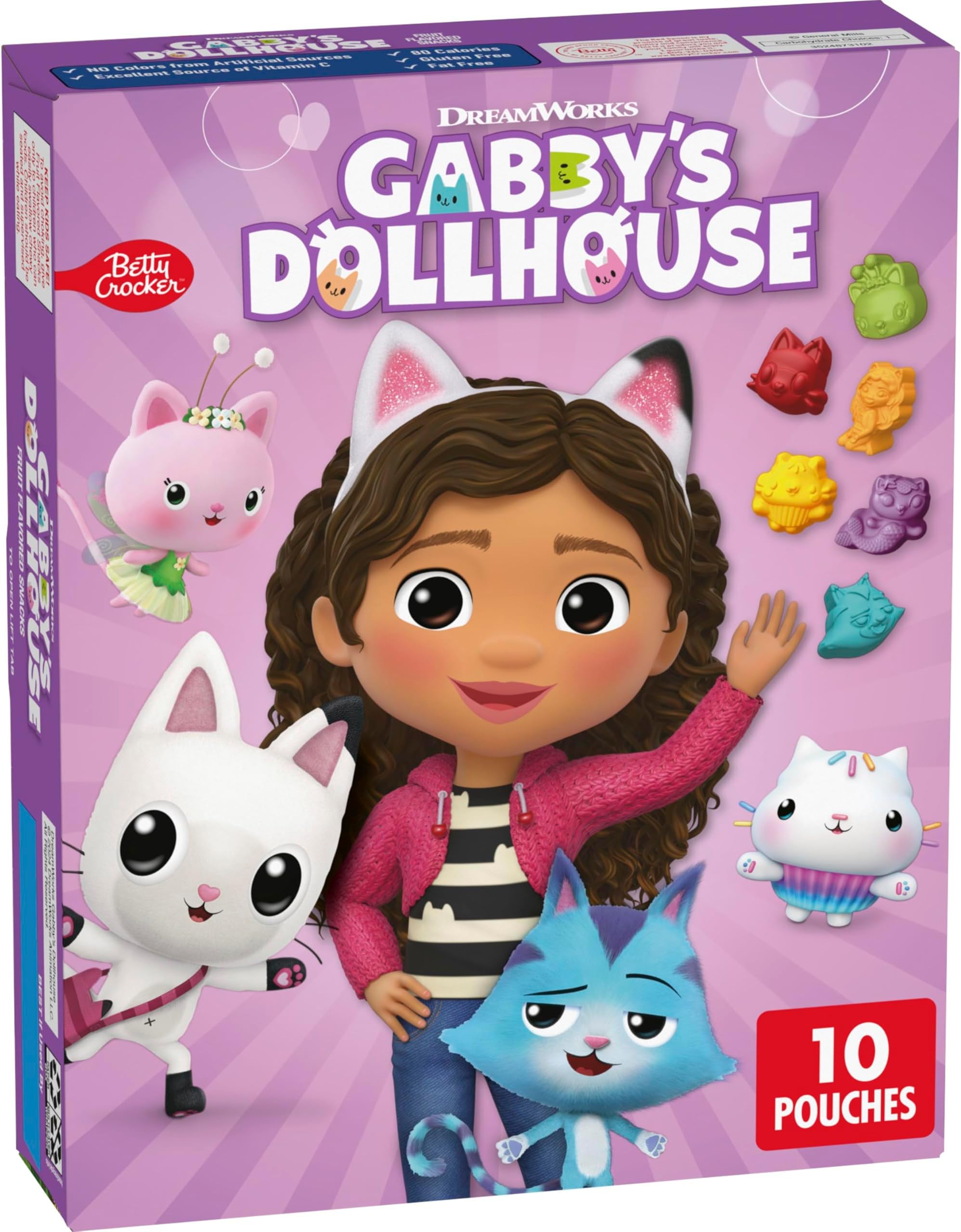 Gabby's Dollhouse Fruit Flavored Snacks, Treat Pouches, Gluten Free, 10 ct