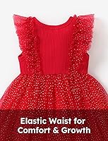 Vista 4 de PATPAT Vestido de tutú sin mangas de algodón para niña, vestido de encaje con volantes de malla