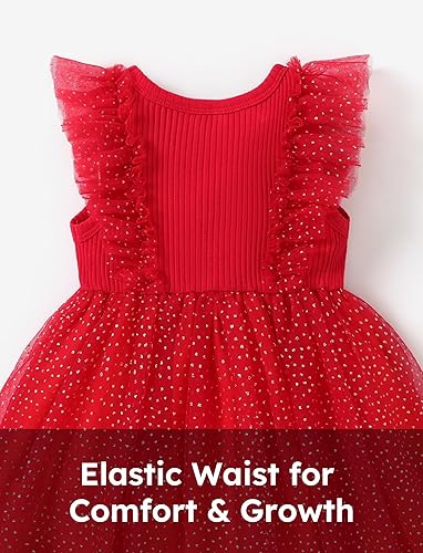 Miniatura 4 de PATPAT Vestido de tutú sin mangas de algodón para niña, vestido de encaje con volantes de malla