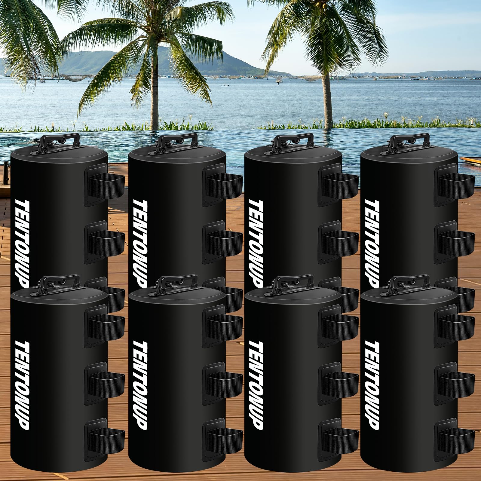 8 Pack Canopy Water Weight Bag, 176 LBS Water Tent Weights Set of 8 Leg Weights for Gazebo, Pop Up Canopy, Canopies, Tent (Black 10L)
