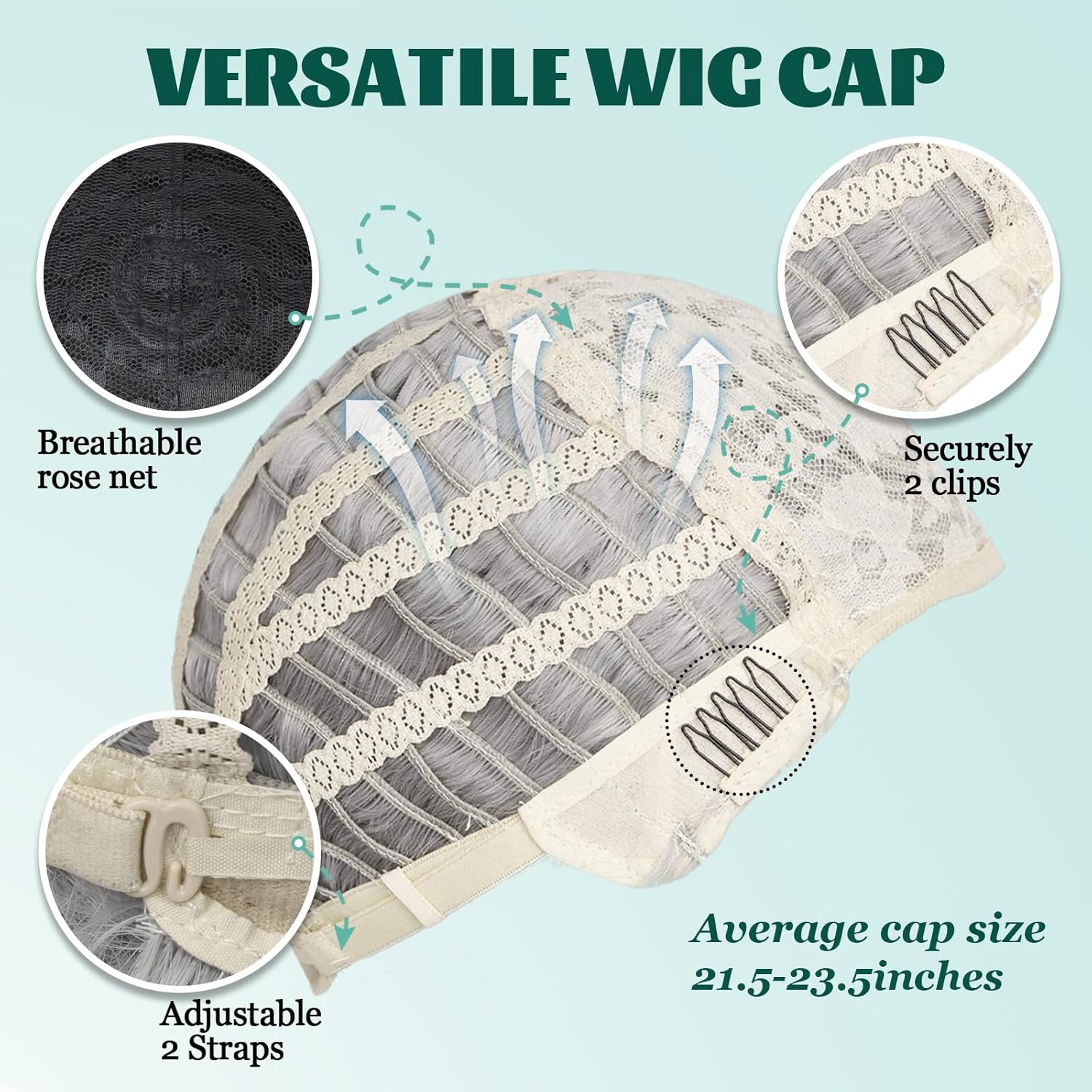 G&T Wig Old Lady Wig and Accessories Grandma Granny Costume Wig Short Curly Grey Cosplay Wig Synthetic Hair Halloween Party Wigs (5pcs set) - Image 7