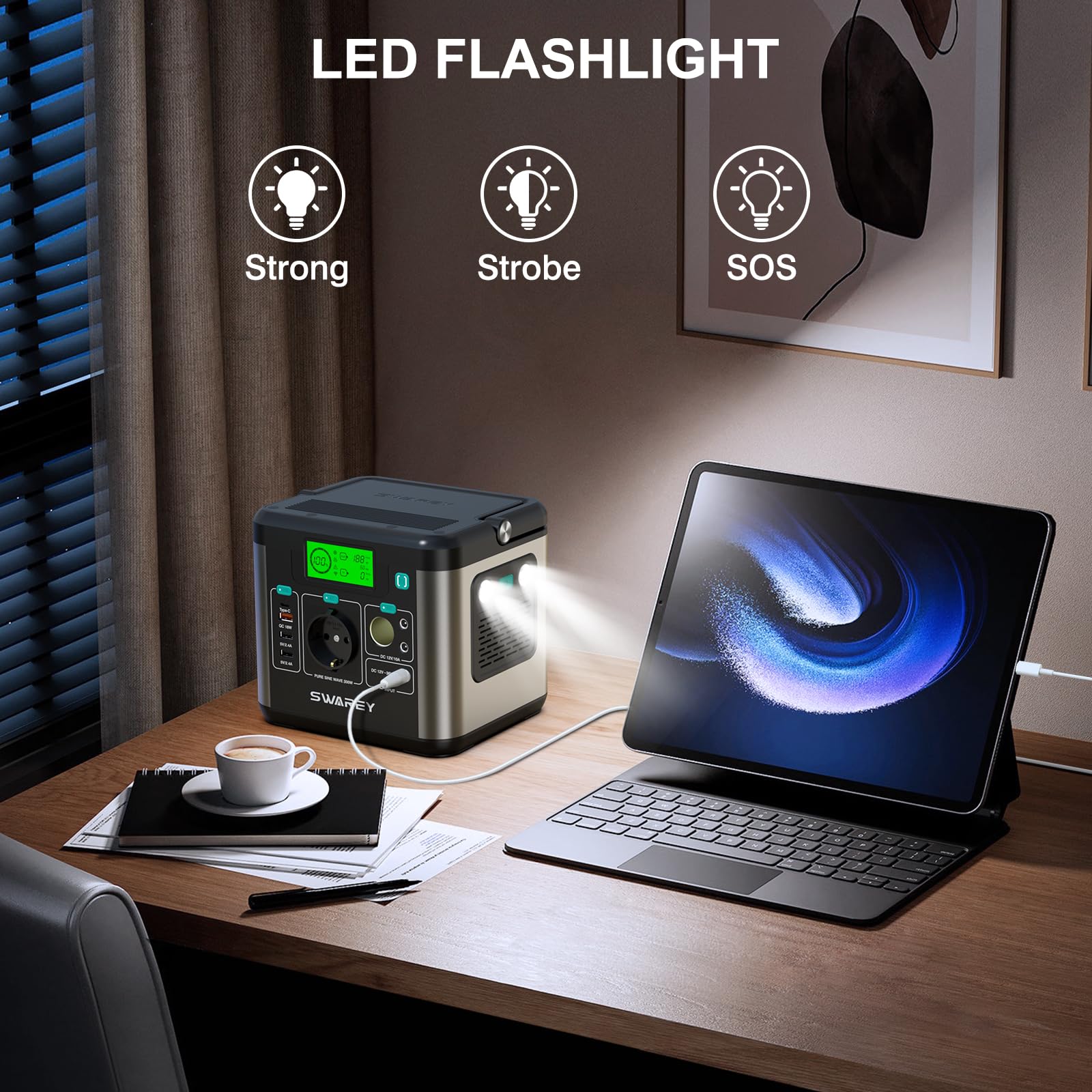 Generatore Solare Portatile 222Wh AC/DC/USB Onda Sinusoidale Pura Accumulatore di Energia Domestici ed All'aperto per Campeggio RV Emergency Backup 300W (600W picco) Generatore di Corrente