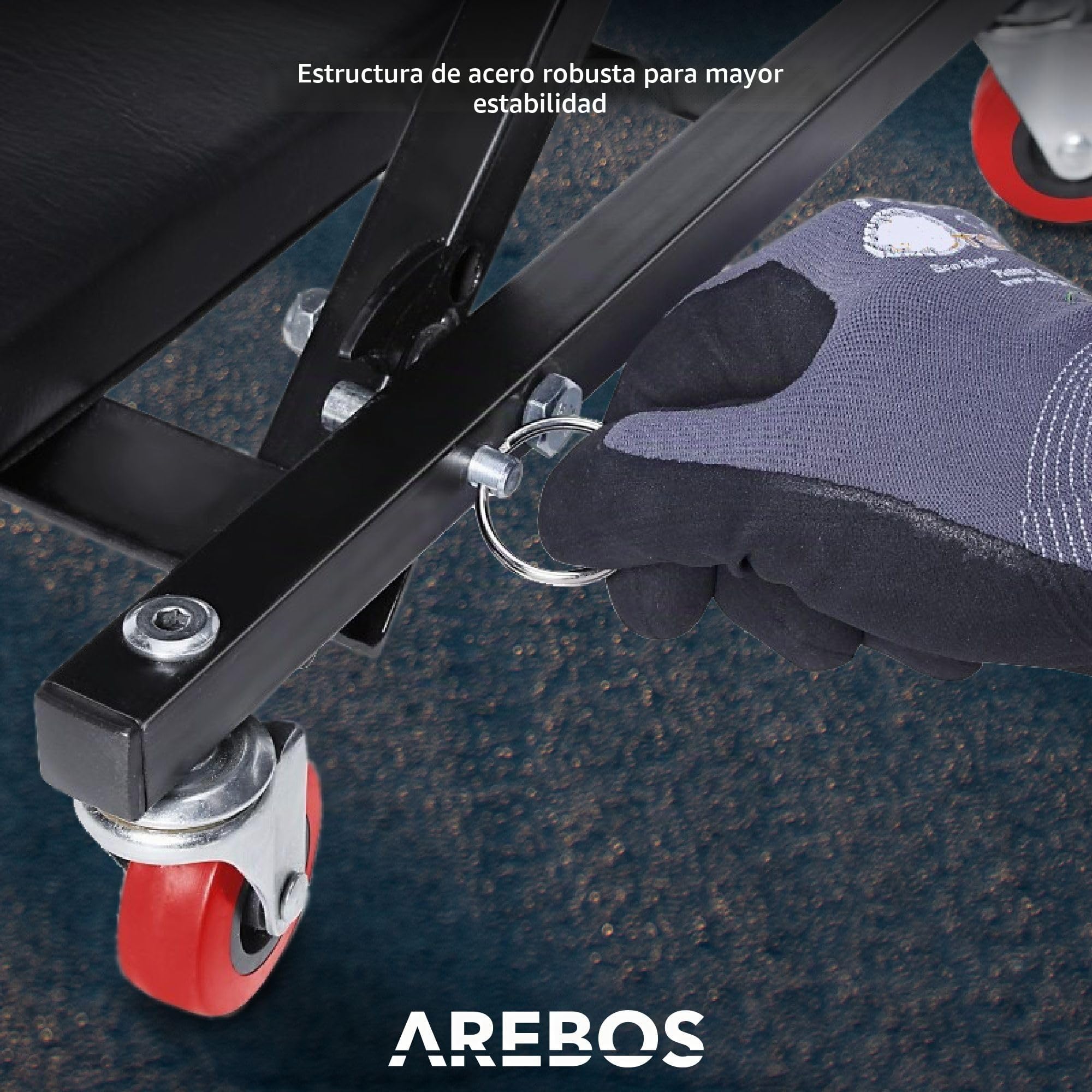 Arebos Tablero de Rodillos de Taller 2 en 1 de Montaje | Función de Asiento y Tumbona | 6 giratoria con Ruedas giratorias de 360 ​​° | Puede Cargar hasta 150 kg