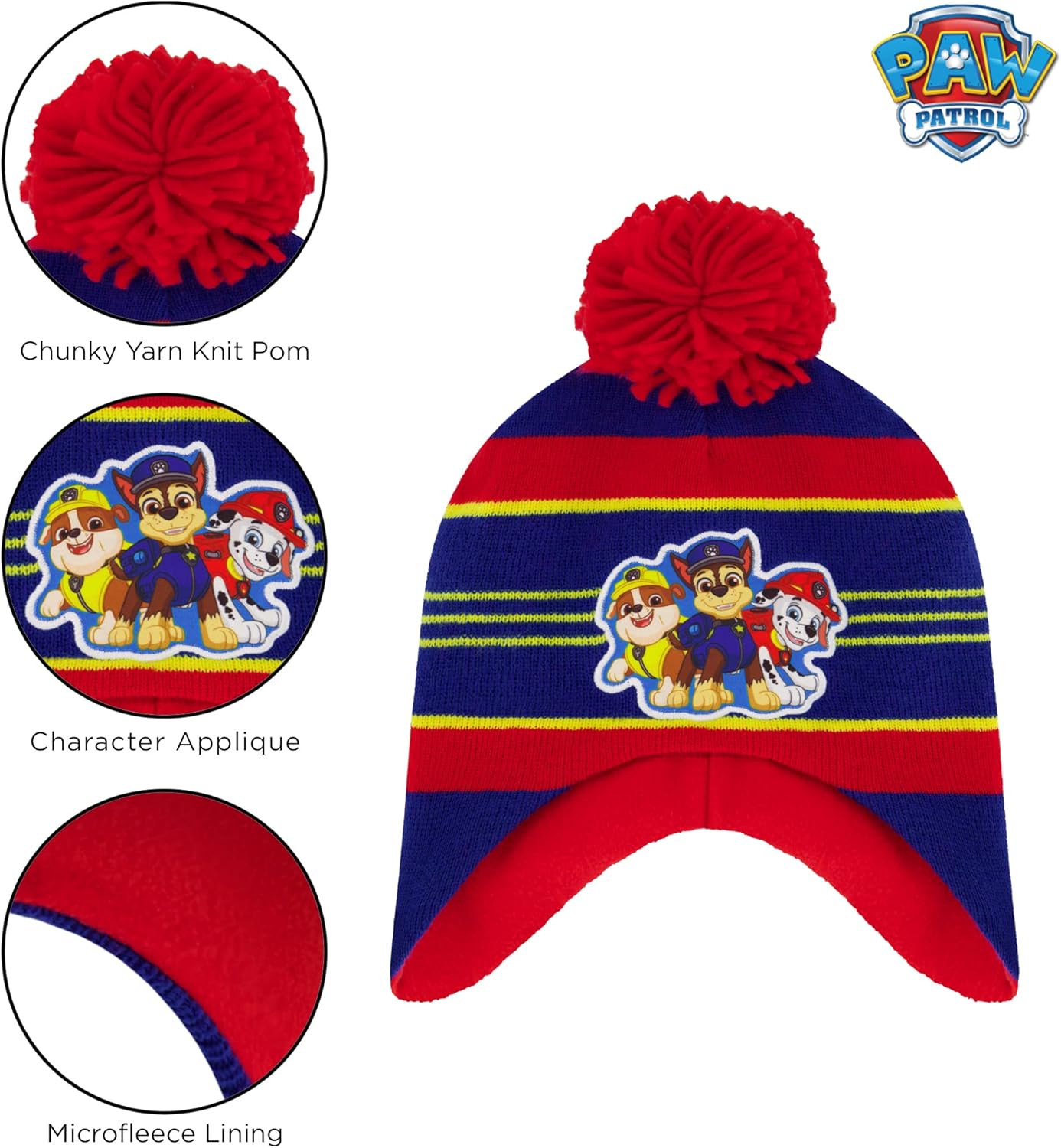 Nickelodeon Boys Winter Hat Set, Paw Patrol's Marshall, Chase and Rubble Toddler Beanie and Mittens for Kids Age 2-4 - Image 3