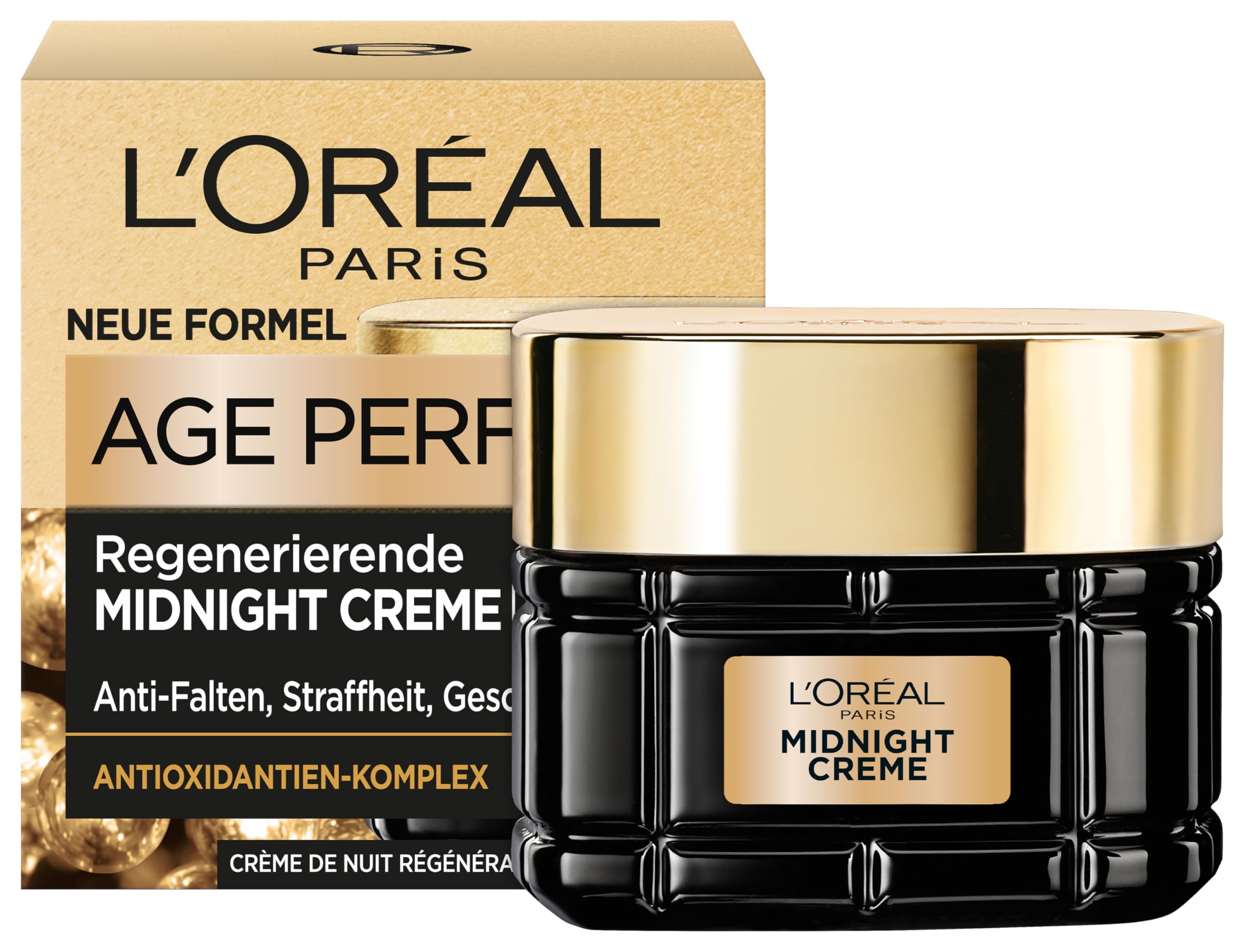 L'Oréal Paris Midnight Creme für Frauen: Regeneriert die Haut über Nacht & schützt tagsüber mit einzigartiger Antioxidantien-Regenerationsformel, Age Perfect Zell Renaissance, 1x 50ml
