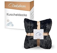 Dailydream Faux Fur Cuddly Blanket Warm Soft Luxury Bedspread 150 x 200 cm Black