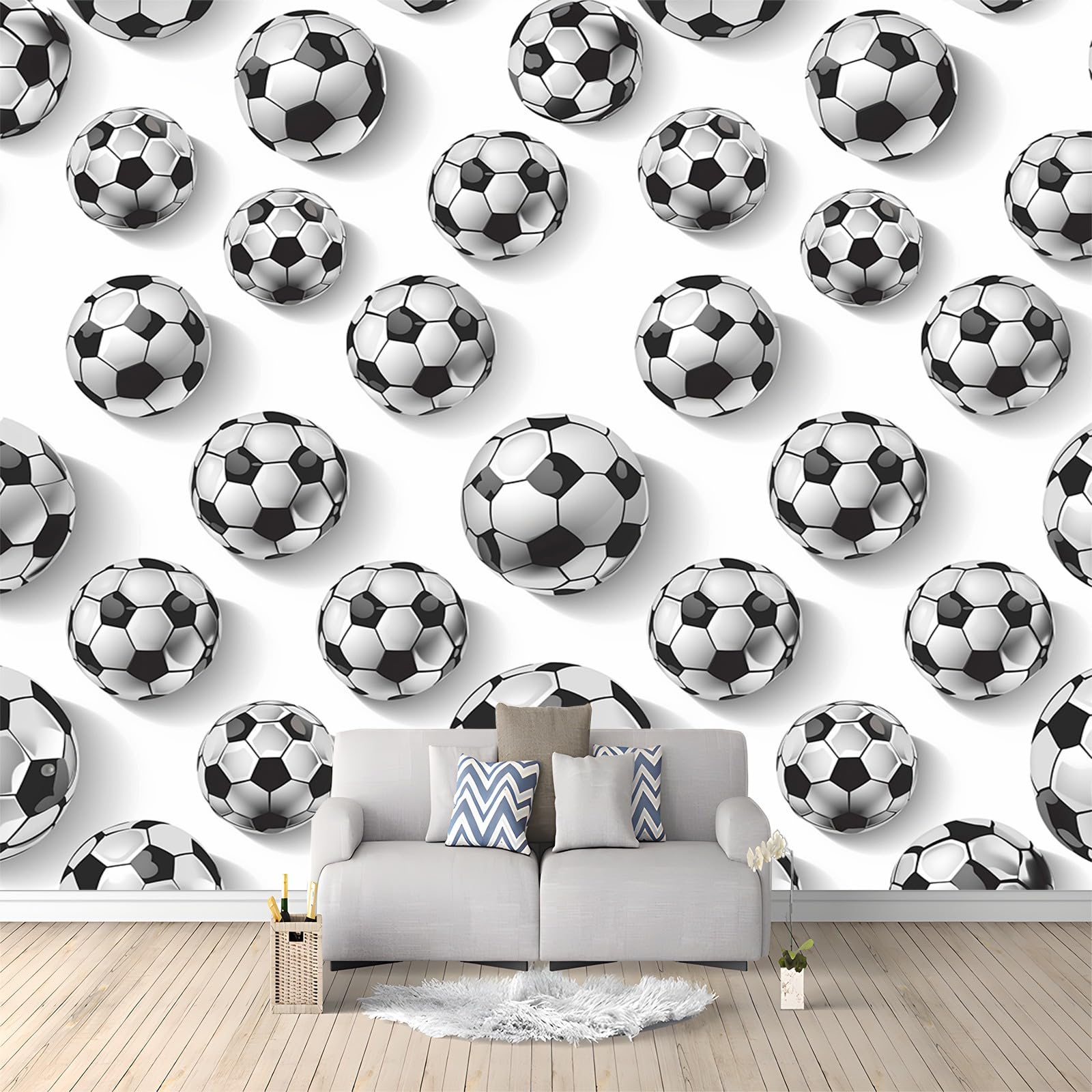 Papier peint intissé football 3D tapisserie panoramique facile à poser 400x280